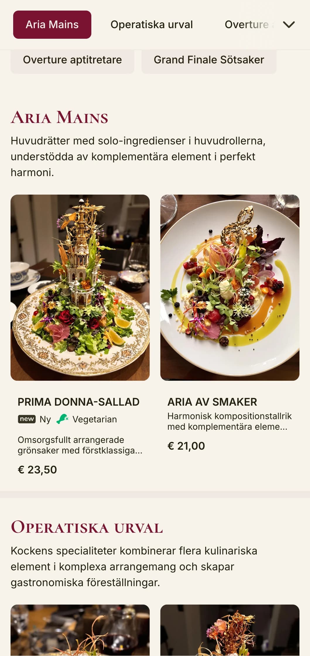 Storslagen, musikinspirerad lunchmenydesign med operaelement och dramatisk layout, lämplig för restauranger nära operahus eller med musikaliska teman.