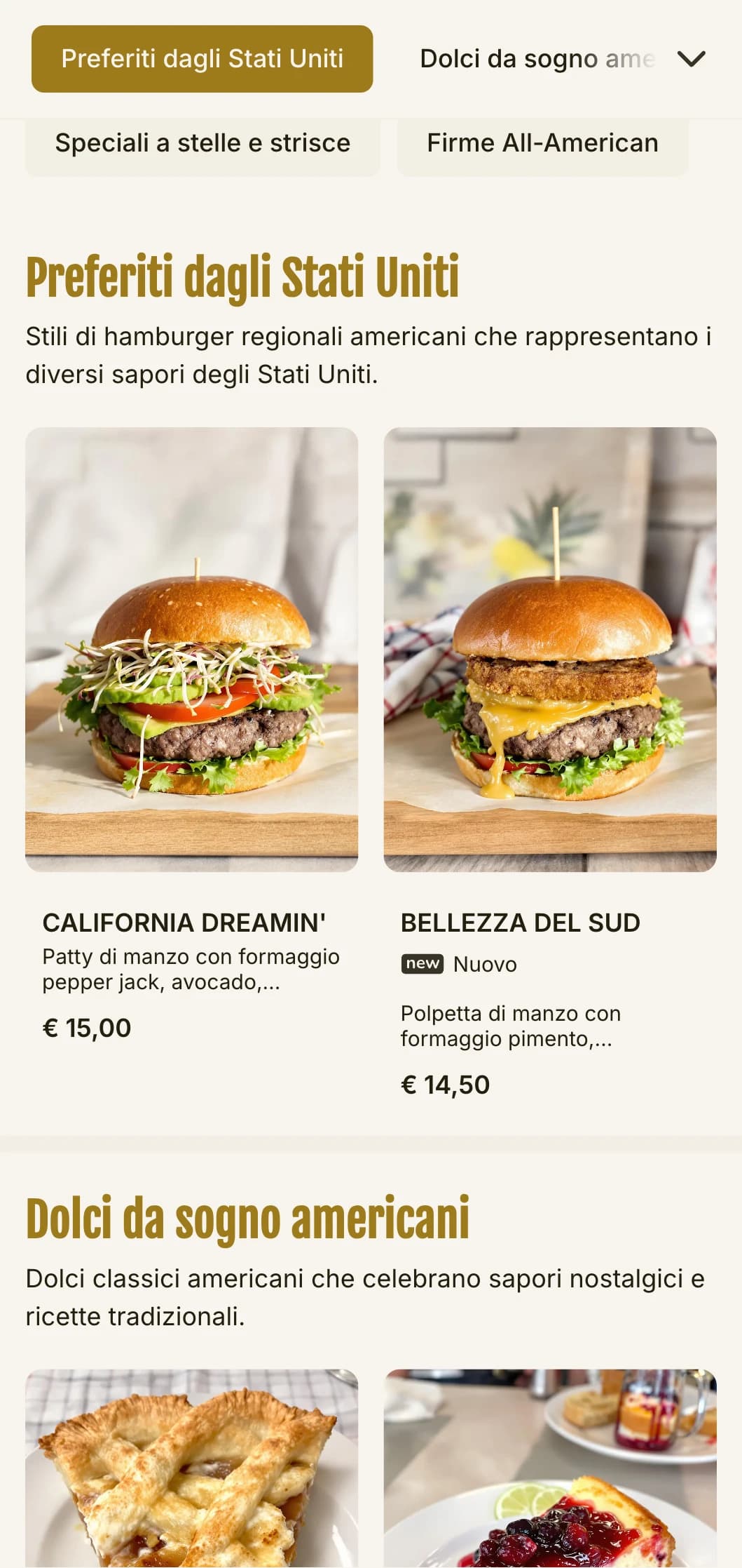 Classico locale americano di hamburger con accenti rossi, bianchi e blu ed elementi da diner nostalgico.