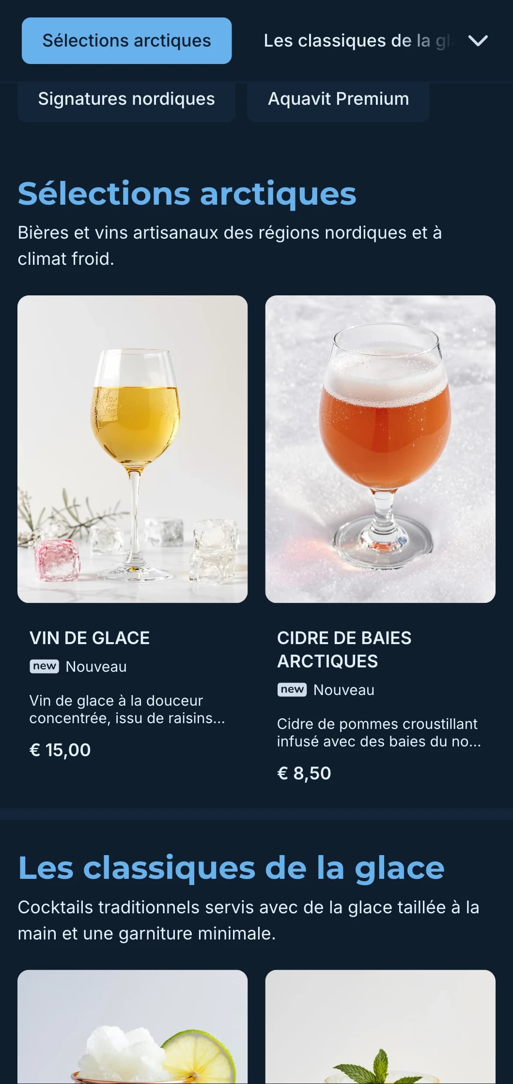 Design épuré d'inspiration scandinave avec des tons bleus froids pour les établissements modernes.