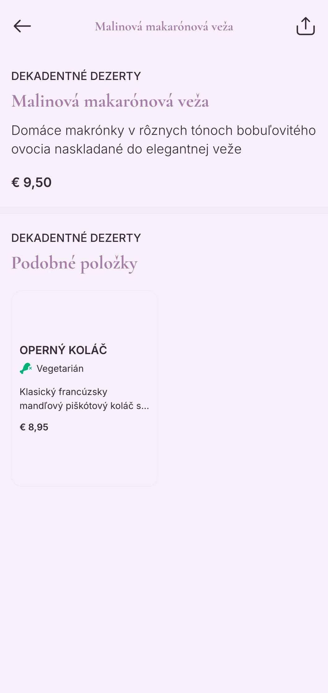 Sofistikovaný fialový dizajn s elegantnou typografiou pre luxusné cukrárne a kaviarne s dezertmi.