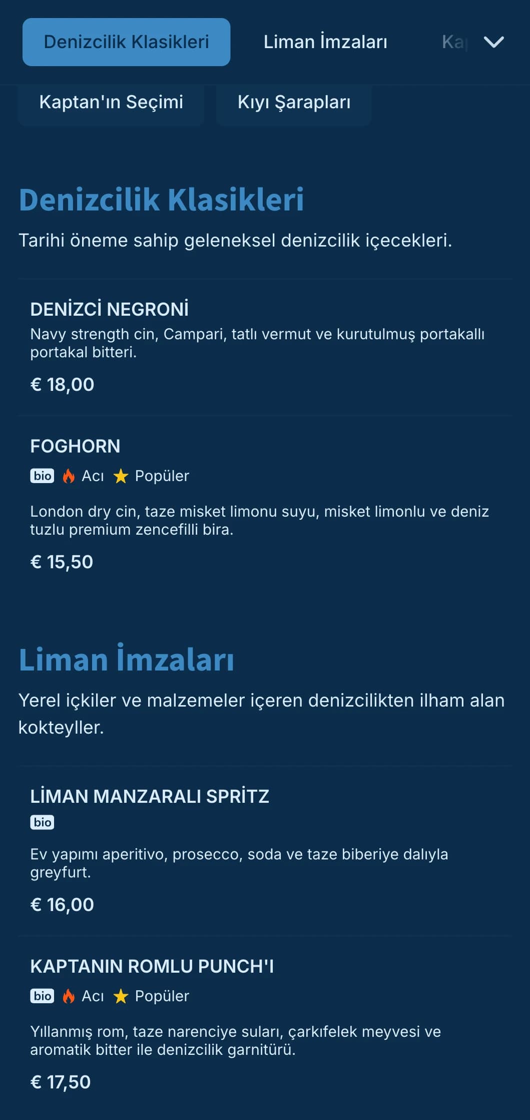 Deniz kenarındaki kokteyl barlar için ince denizcilik unsurları içeren deniz mavisi tasarım.