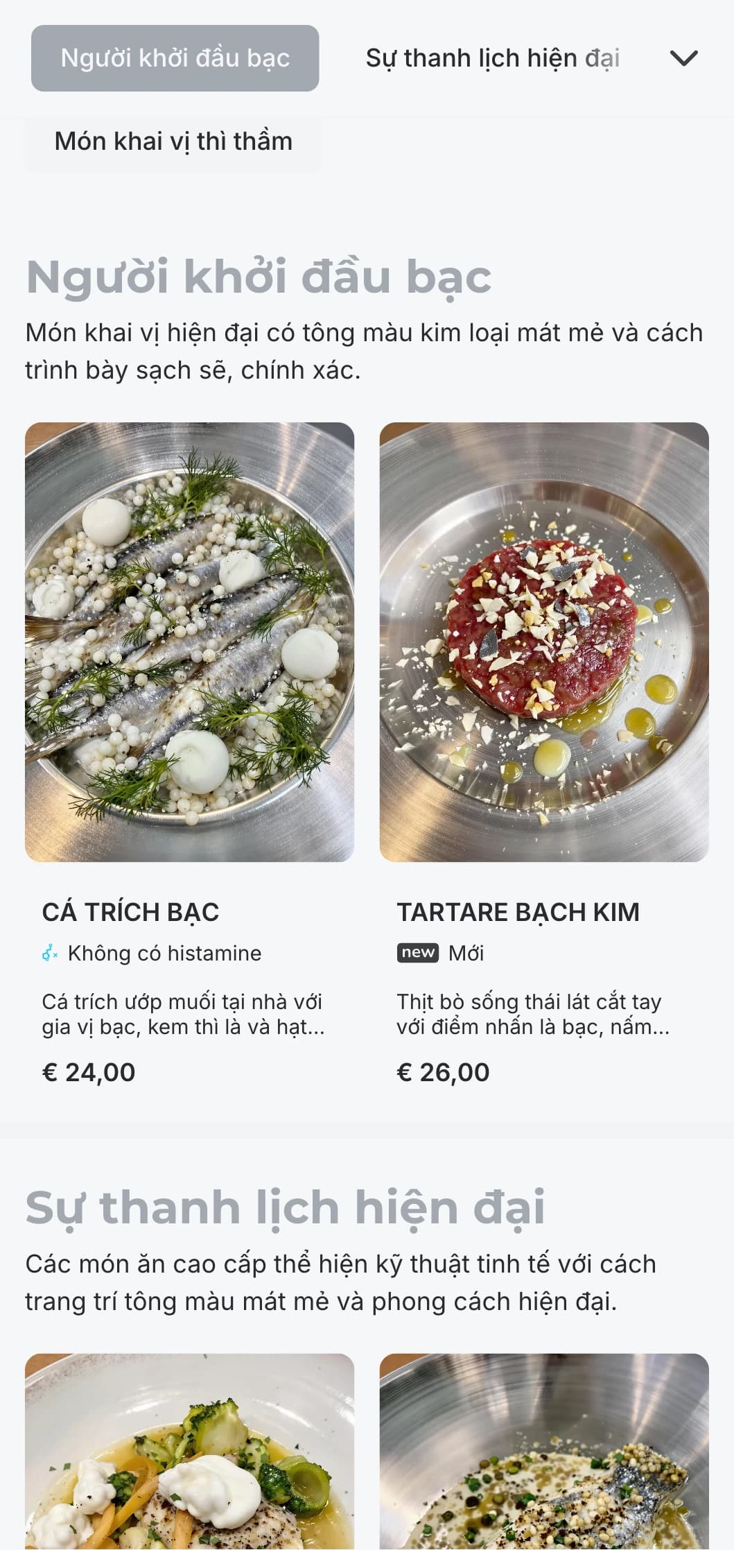 Khái niệm hiện đại tinh tế với tông màu bạc mát mẻ và các yếu tố sang trọng tinh tế mang đến trải nghiệm thanh lịch giản dị.
