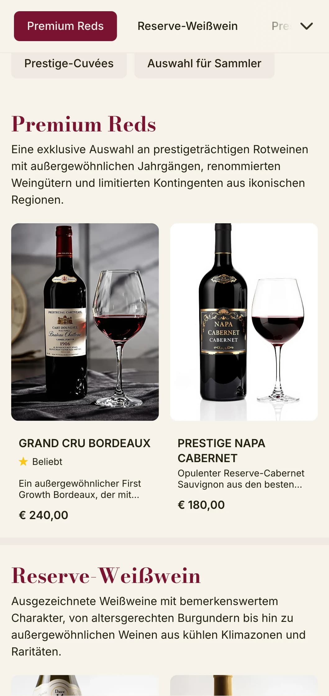 Dramatisch luxuriöse Weinkartenvorlage mit reichen burgunderroten Akzenten und anspruchsvoller Typografie, ideal für erstklassige Steakhäuser und Weinkeller.