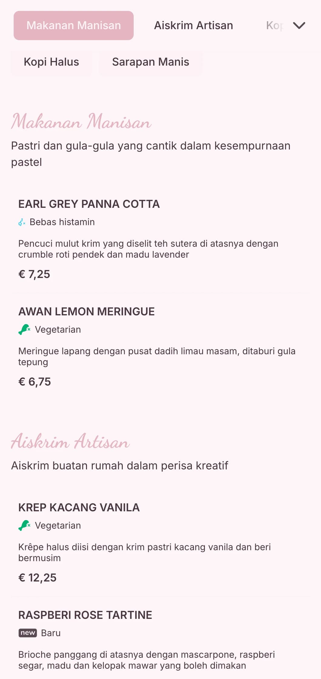 Reka bentuk pastel manis dengan unsur suka bermain untuk kafe pencuci mulut dan kedai ais krim.