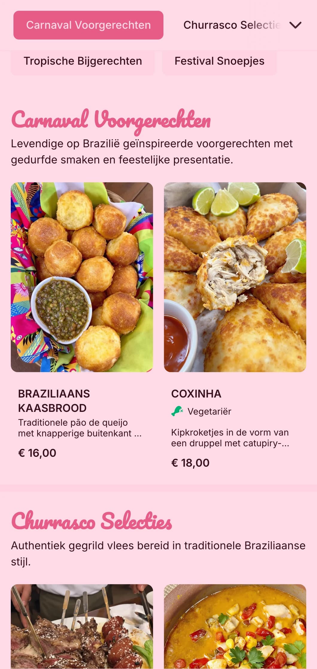 Energieke Braziliaans geïnspireerde catering met gegrild vlees, tropische elementen en feestelijke presentatie voor levendige feesten.