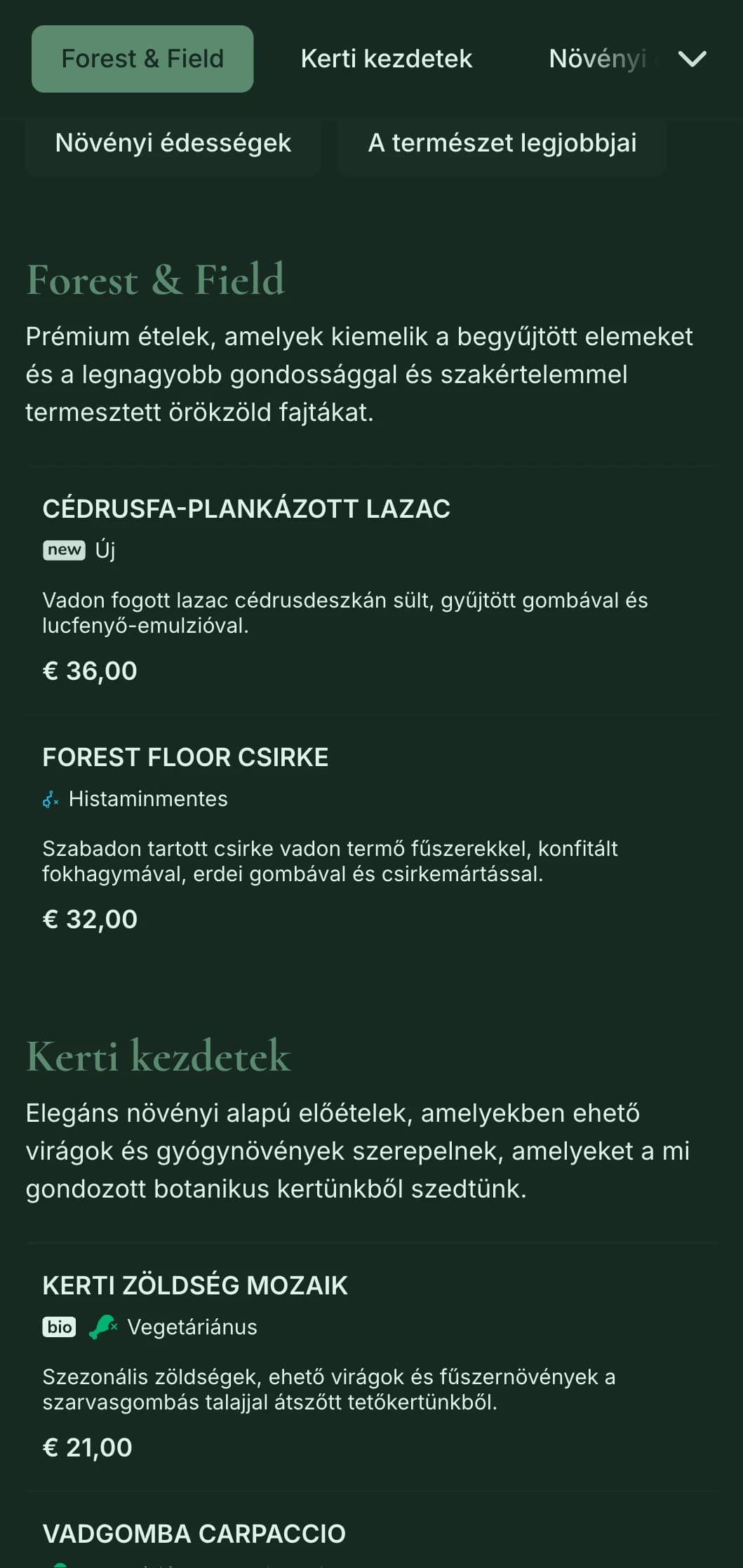 Kifinomult, természetes elegancia botanikai hatásokkal, tökéletes a magas színvonalú farmtól az asztalig és a kert ihlette finom étkezésekhez.