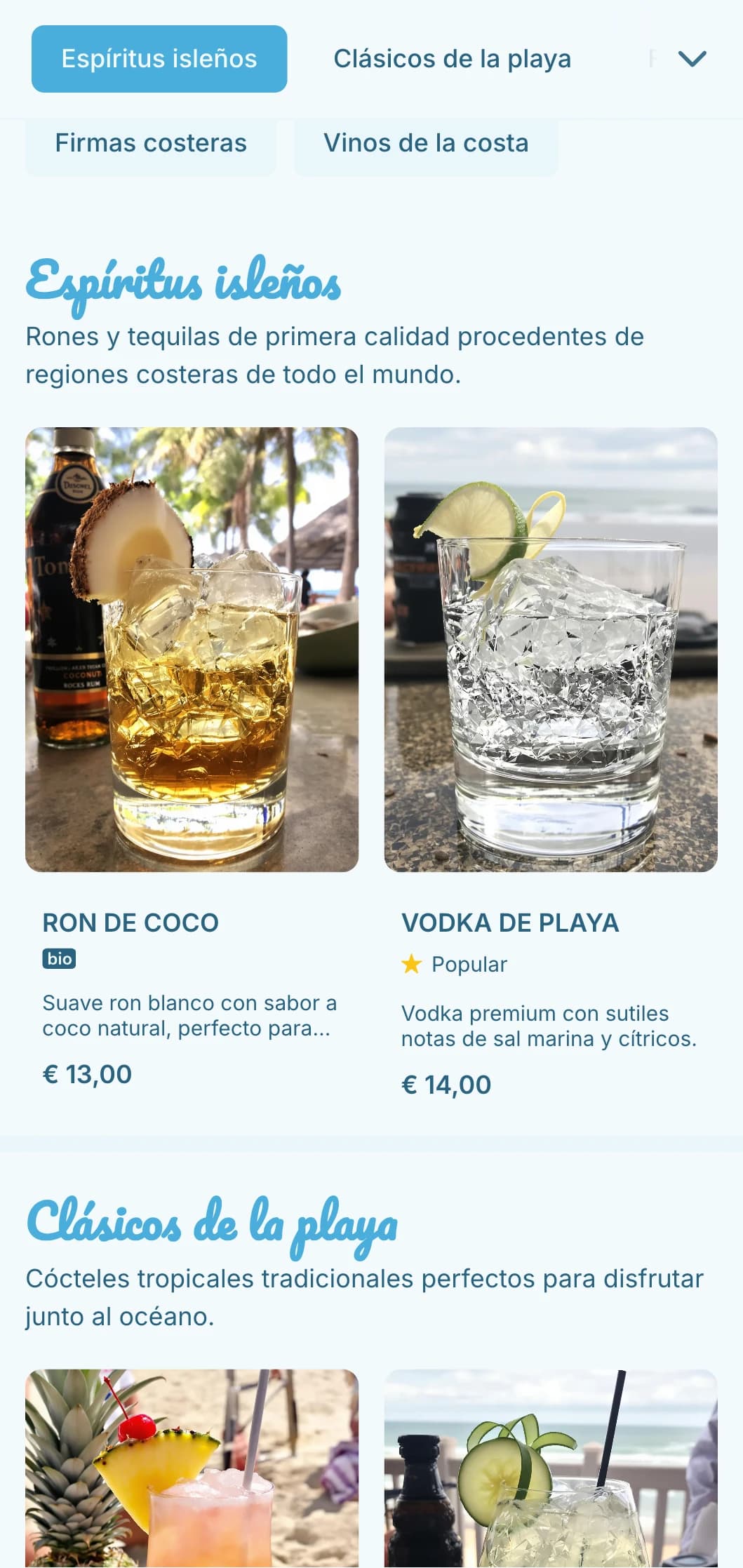 Refrescante diseño azul con elementos costeros para chiringuitos de playa.