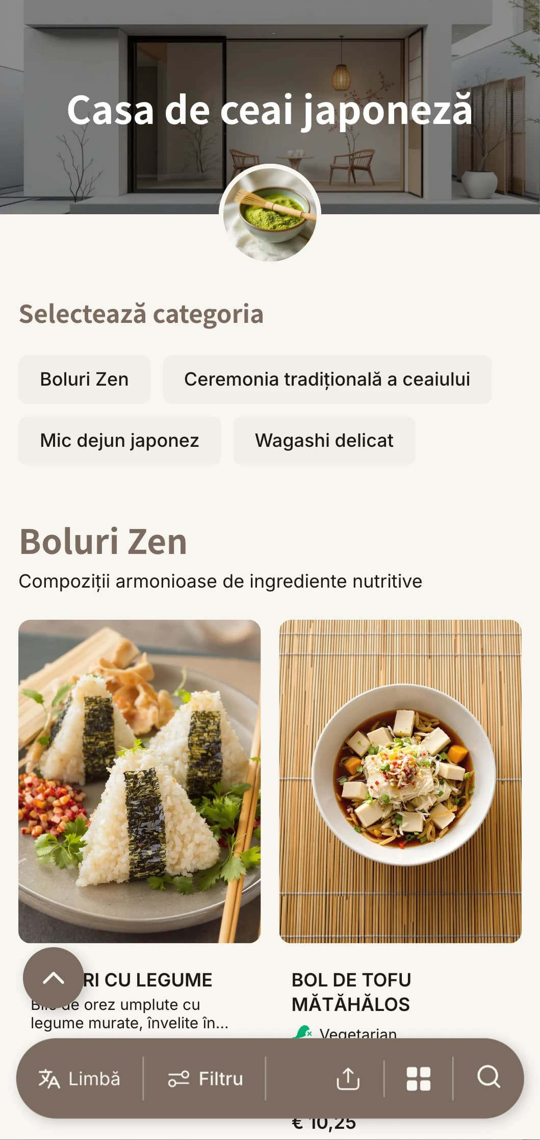 Design minimalist inspirat de estetica japoneză pentru case de ceai și cafenele zen.