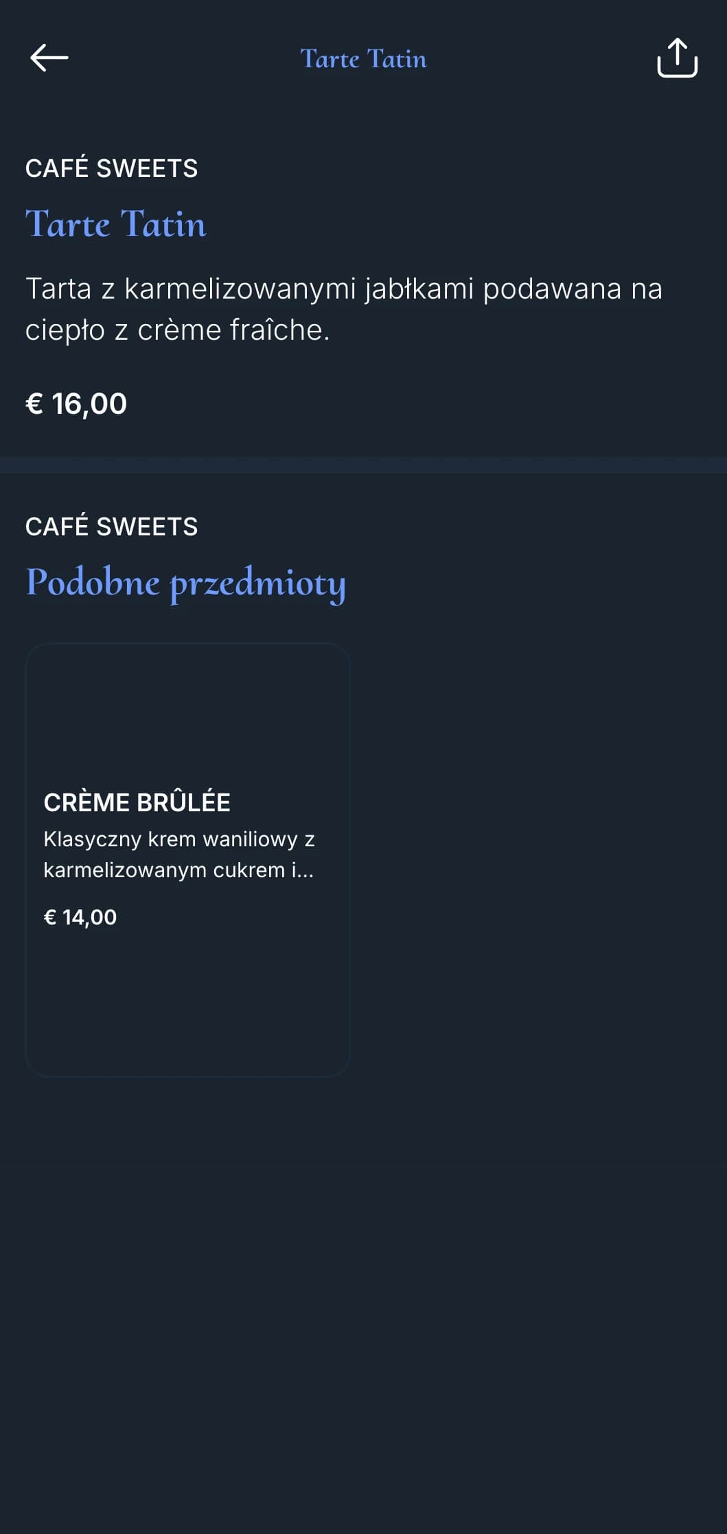 Urocze menu inspirowane kuchnią francuską z klasycznymi elementami bistro i granatowymi akcentami, idealne do dań kuchni francuskiej.