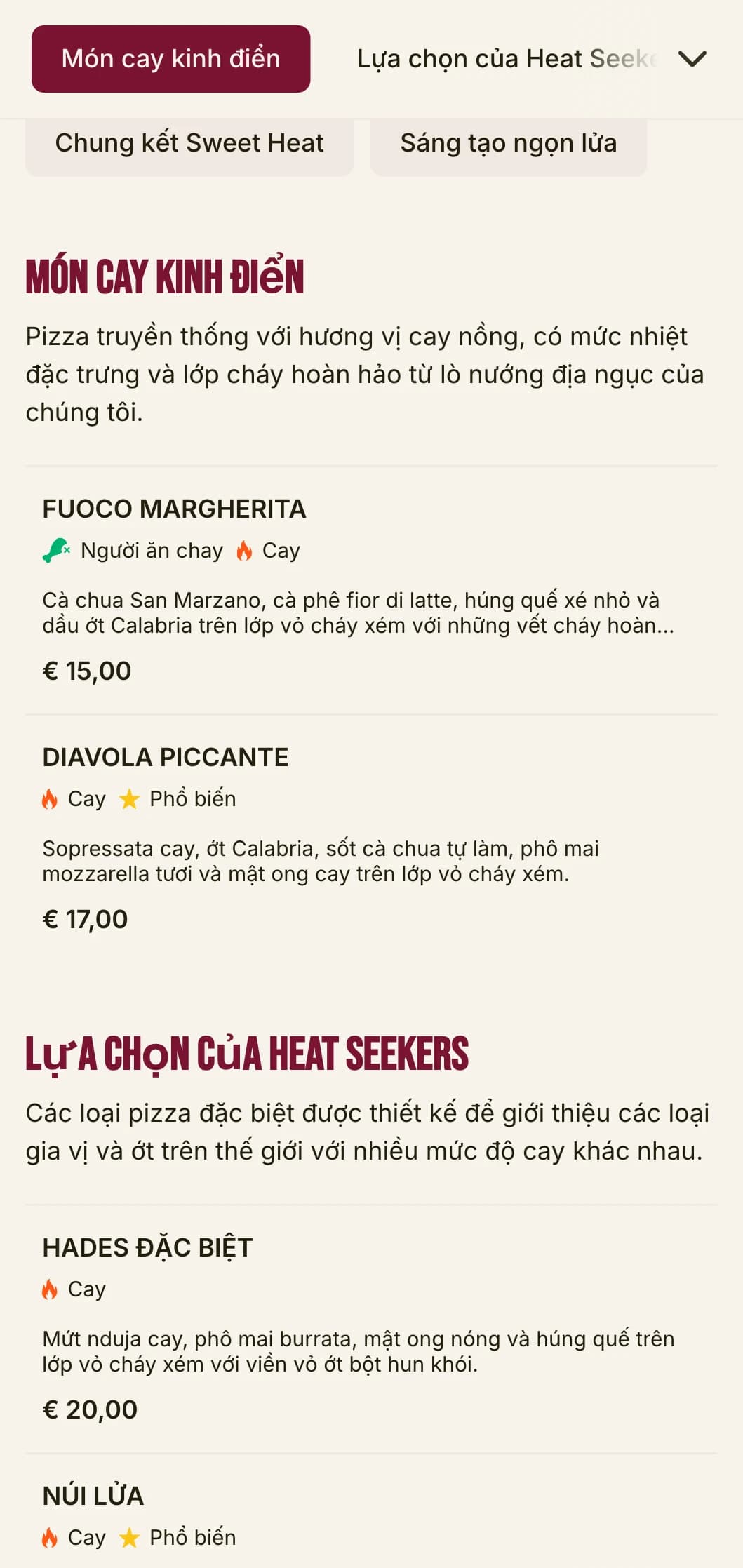 Thực đơn pizza đầy năng lượng với kiểu chữ đậm và màu sắc sống động dành cho những chuyên gia làm pizza cay.
