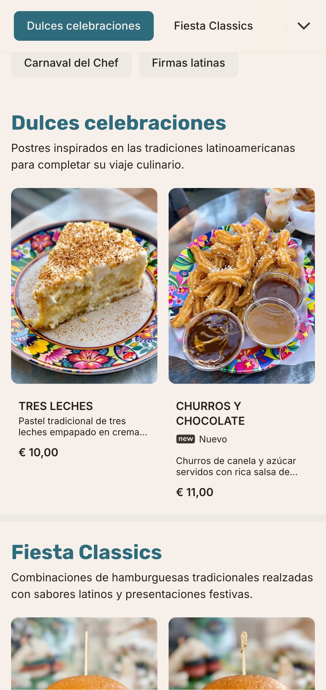 Fusión de hamburguesas de inspiración latinoamericana con sabores vibrantes y ambiente festivo.