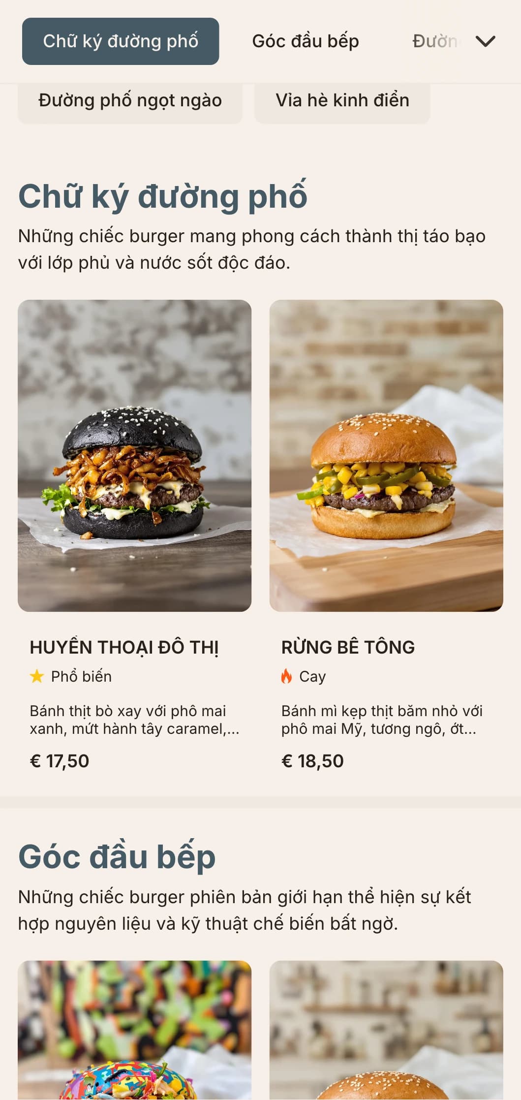 Thiết kế lấy cảm hứng từ ẩm thực đường phố với sự tương phản rõ nét và các yếu tố nghệ thuật đường phố mang đến trải nghiệm burger giản dị, hiện đại.