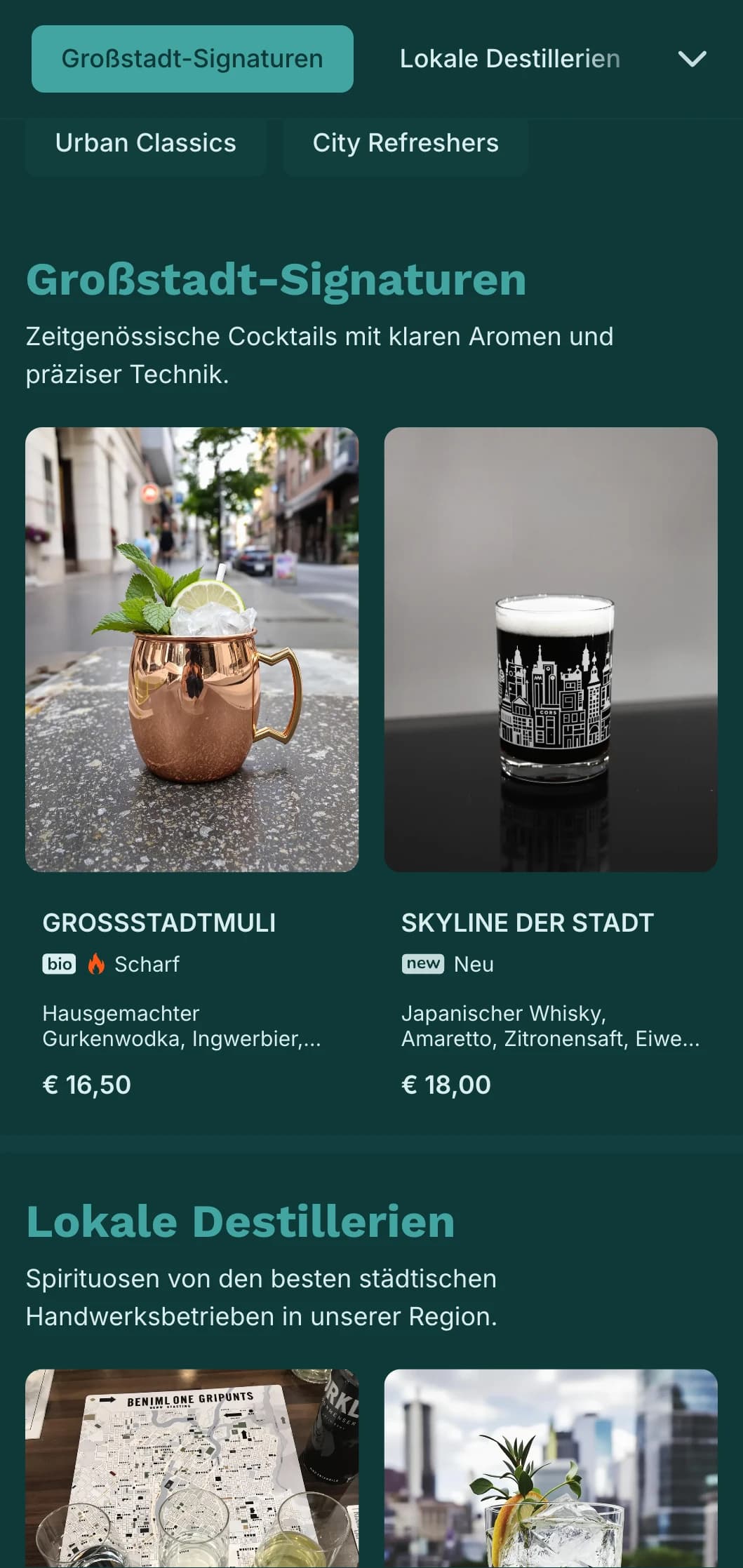 Schlichtes, tealfarbenes Design für moderne, urbane Cocktaileinrichtungen.