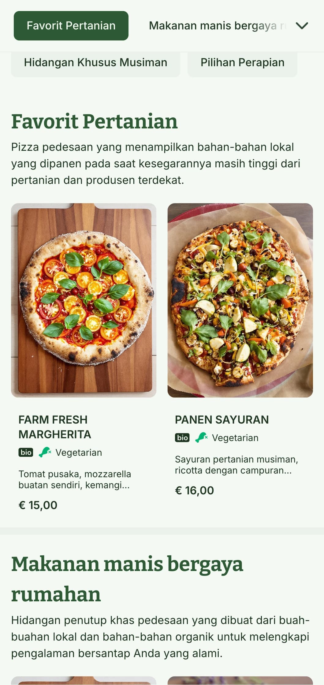Menu pizza yang terinspirasi dari alam yang menampilkan warna-warna tanah dan elemen organik, cocok untuk restoran pizza dari kebun ke meja makan.