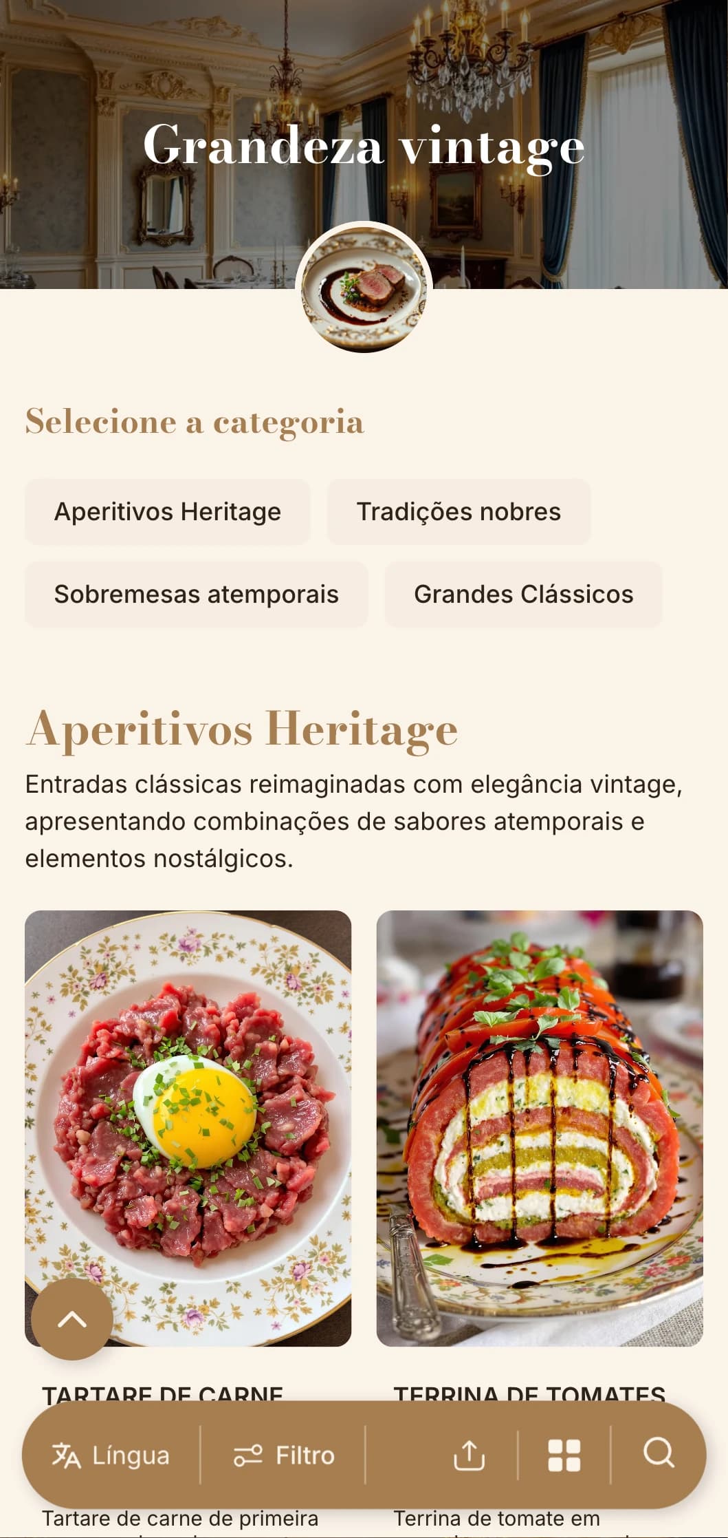 Sofisticação nostálgica com tipografia e paleta de cores de inspiração vintage, perfeita para estabelecimentos com caráter histórico.