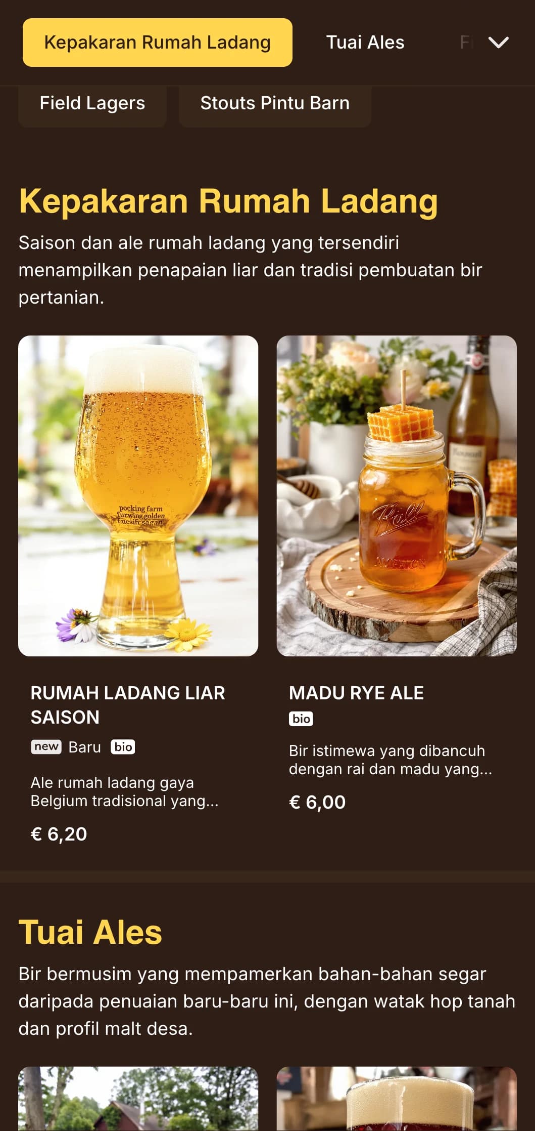 Reka bentuk desa dan selesa yang diilhamkan oleh estetika ladang, sesuai untuk kilang bir luar bandar dan pakar ale rumah ladang.