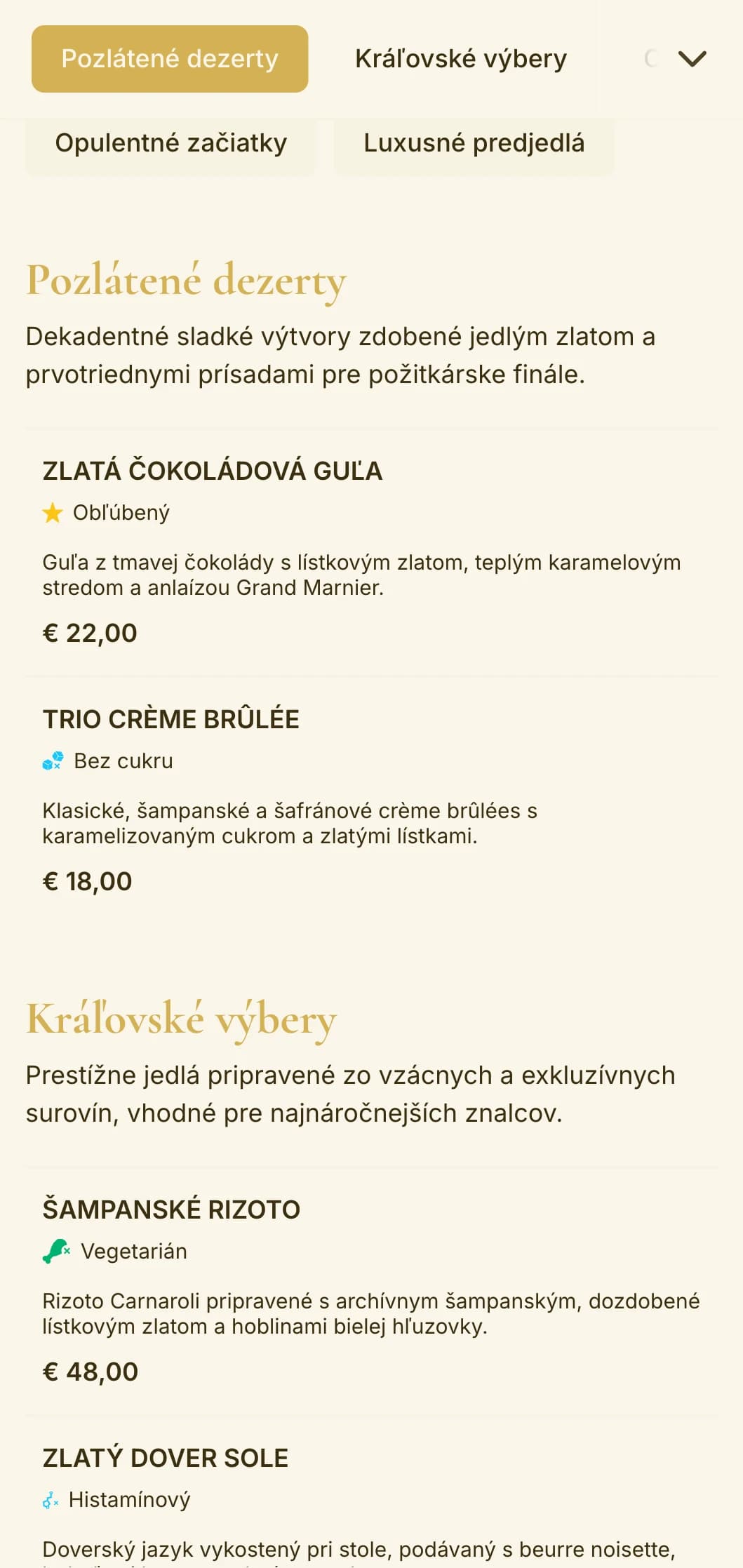 Opulentný dizajn so zlatým motívom, ktorý vyžaruje luxus a exkluzivitu, je ideálny pre špičkové podniky a špeciálne príležitosti.