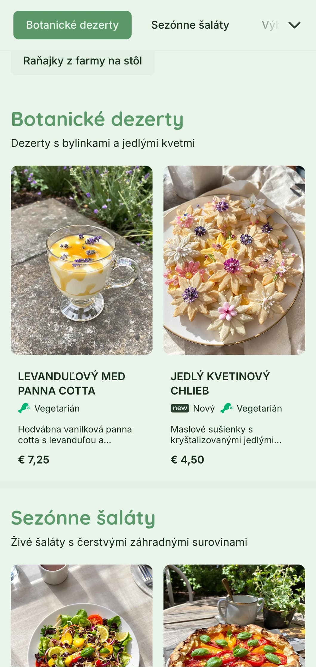 Žiarivý zelený dizajn s botanickými prvkami pre záhradné kaviarne a ekologické reštaurácie.