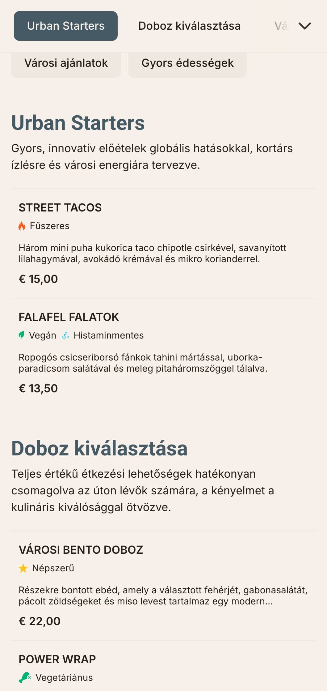 Merész, kortárs ebédmenü-tervezés gyorséttermek számára, dinamikus tipográfiával és hatékony elrendezéssel a minőségi déli étkezést kereső városi szakemberek számára.
