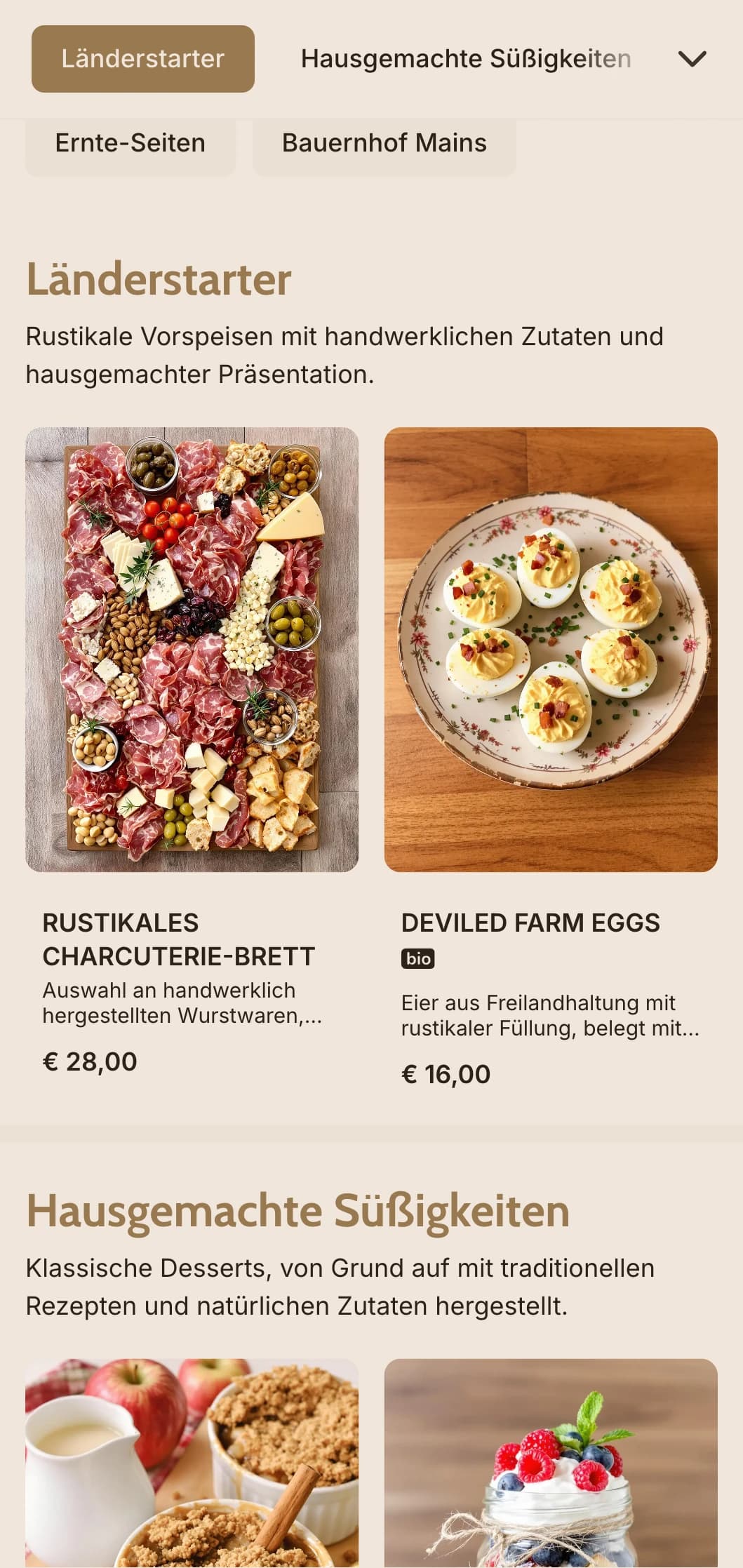 Warmes, vom Land inspiriertes Catering mit herzhaften Gerichten, familiärem Service und rustikaler Präsentation für Hochzeiten in Scheunen und Veranstaltungen auf dem Land.
