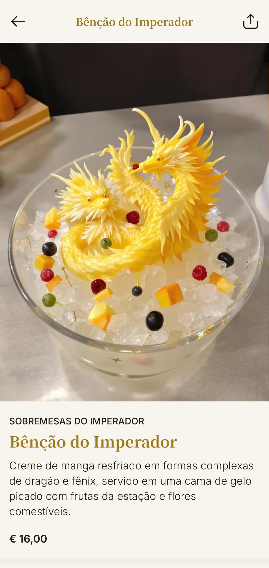 Um elegante design de cardápio chinês inspirado nas tradições gastronômicas imperiais, com tipografia refinada e luxuosos detalhes em dourado para restaurantes chineses de luxo.