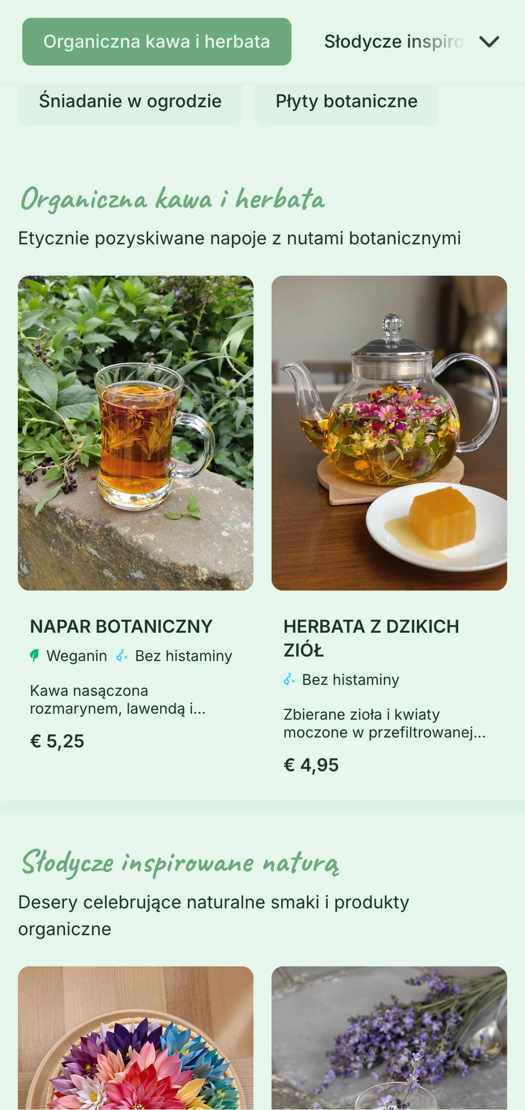 Świeży, zielony design z elementami botanicznymi dla kawiarni ogrodowych i ekologicznych miejsc brunchowych.