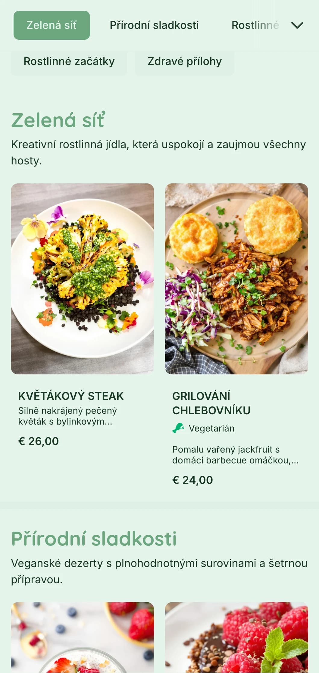 Svěží rostlinný catering zaměřený na pestrou prezentaci, inovativní veganskou kuchyni a udržitelné prvky pro akce, které jsou zaměřené na zdraví.
