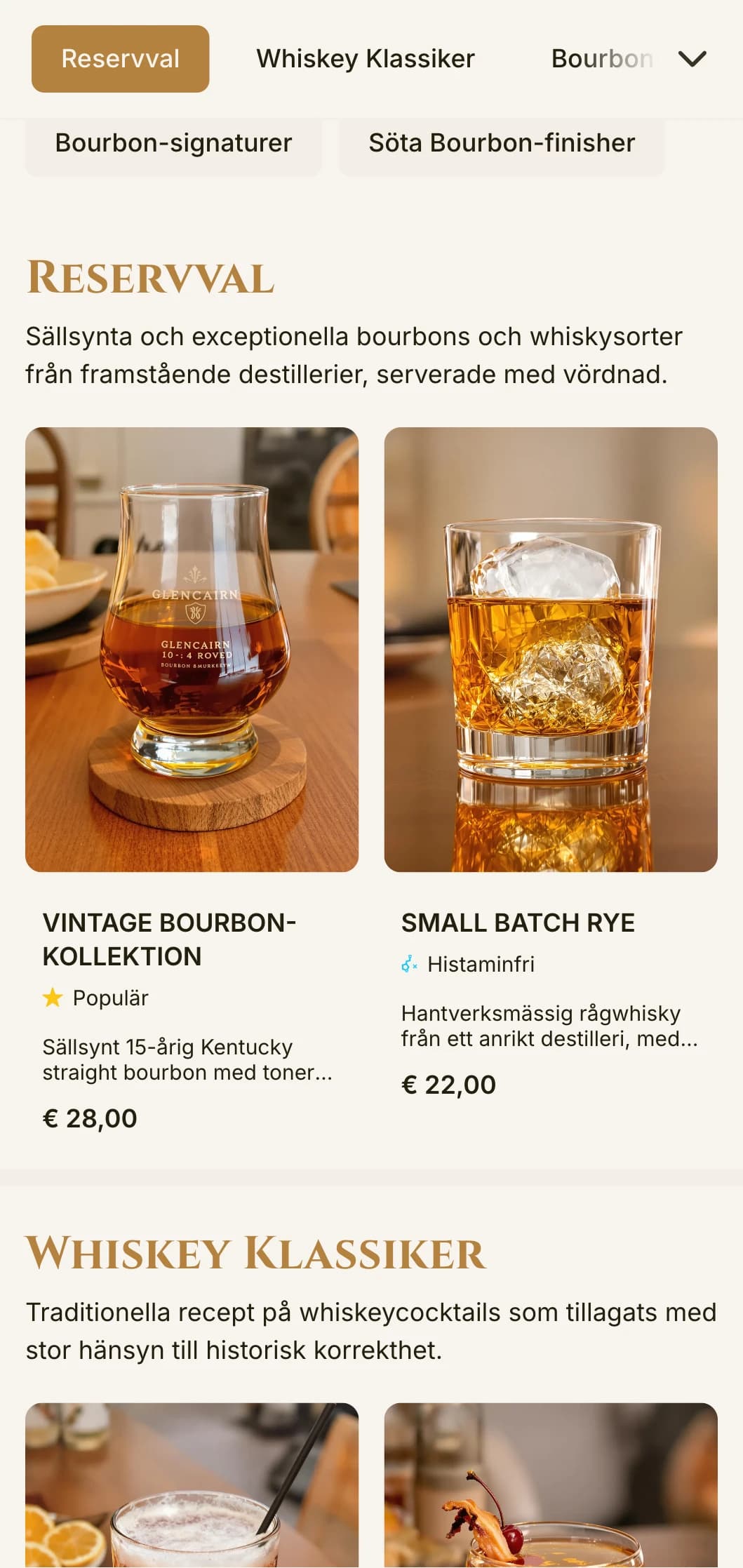 Bourbon & Mässing Barmeny