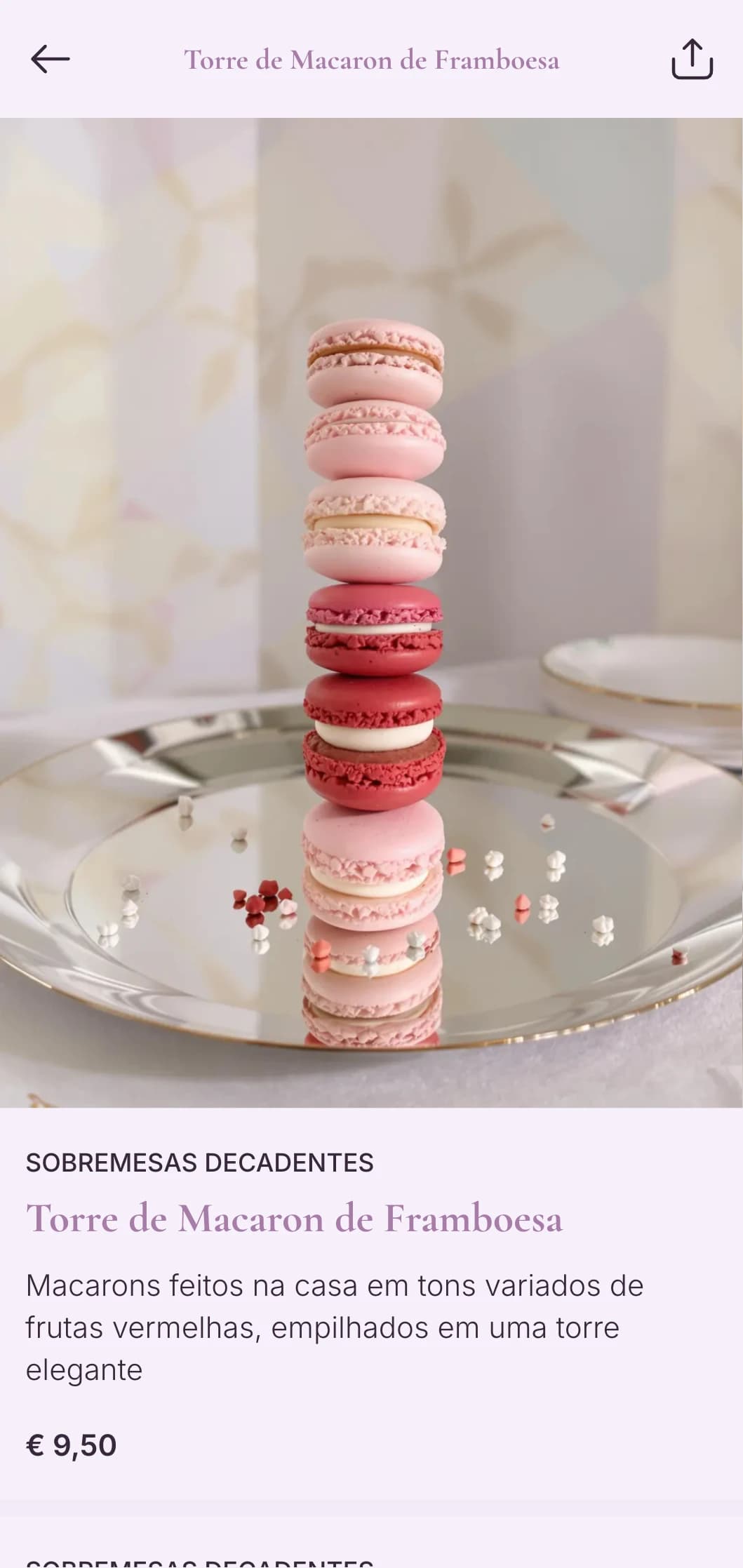 Design roxo sofisticado com tipografia elegante para confeitarias de luxo e cafeterias de sobremesas.