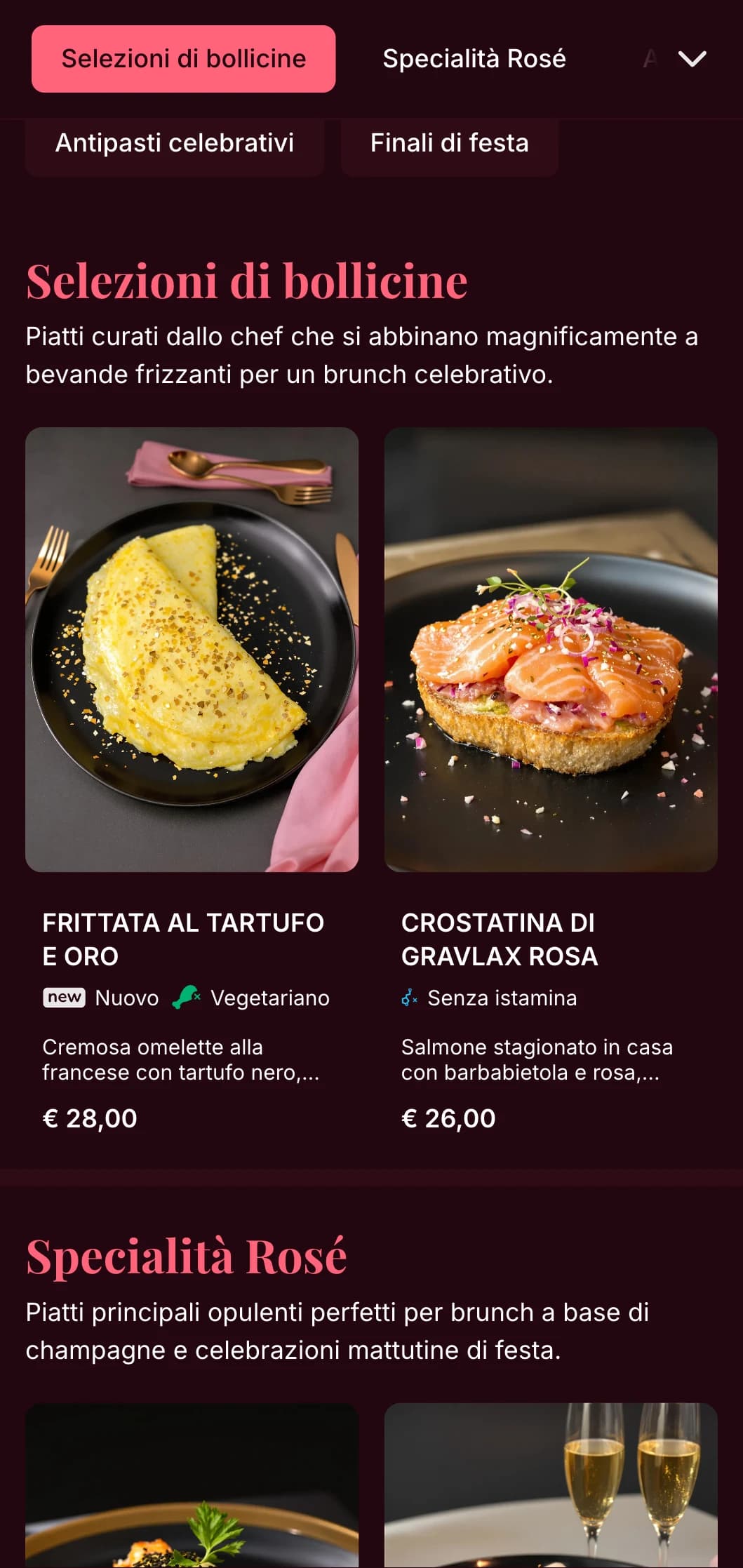 Lussuoso modello per brunch a tema rosa con accenti dorati, perfetto per brunch a base di champagne e cene celebrative.