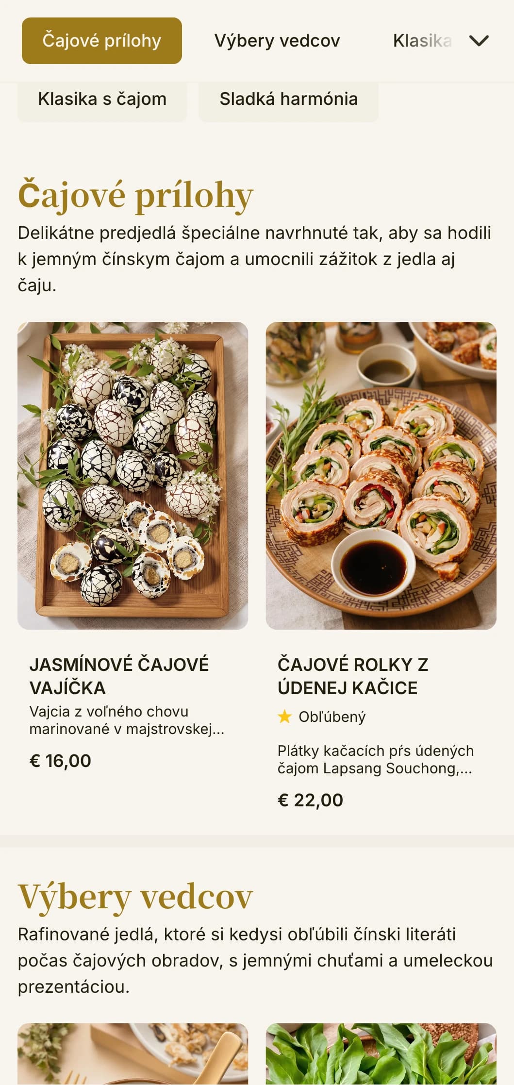 Rafinovaný dizajn čínskeho jedálneho lístka inšpirovaný tradičnými čajovými obradmi s elegantnou typografiou a klasickými prvkami pre párovanie čaju.