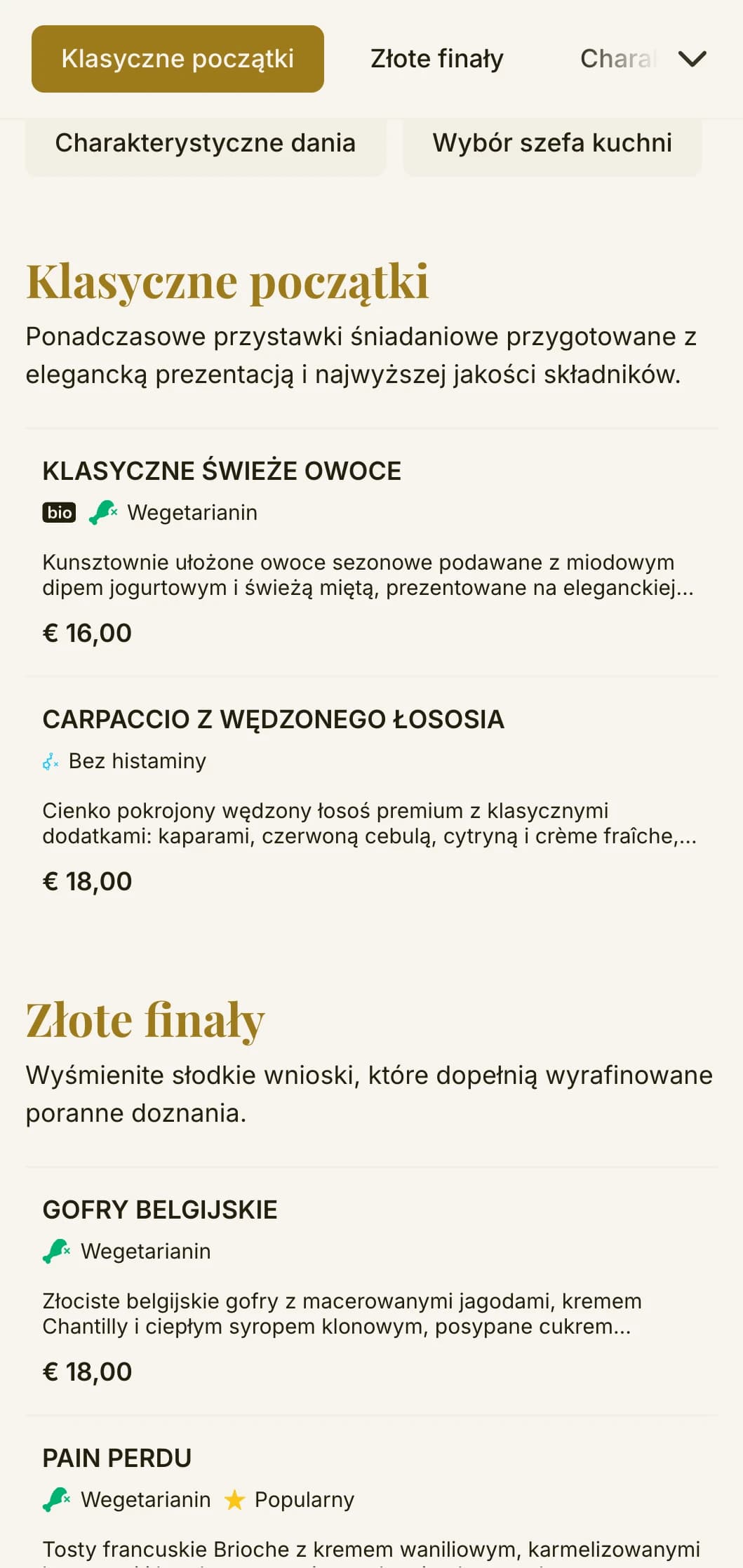 Elegancki poranny posiłek z ponadczasowymi klasykami śniadaniowymi i wyrafinowaną prezentacją na wyrafinowany początek dnia.