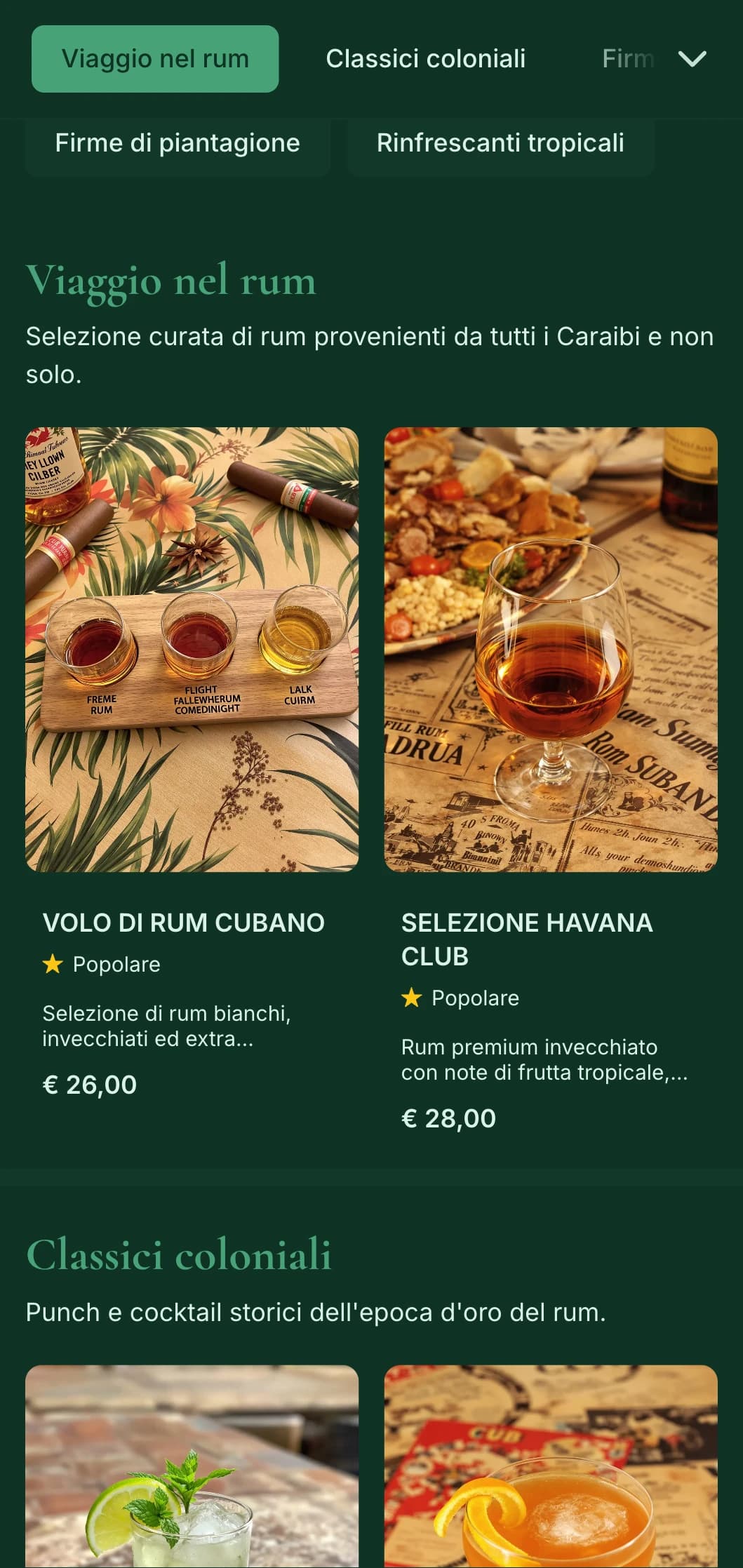 Design ricco di verde con elementi storici caraibici per bar incentrati sul rum.