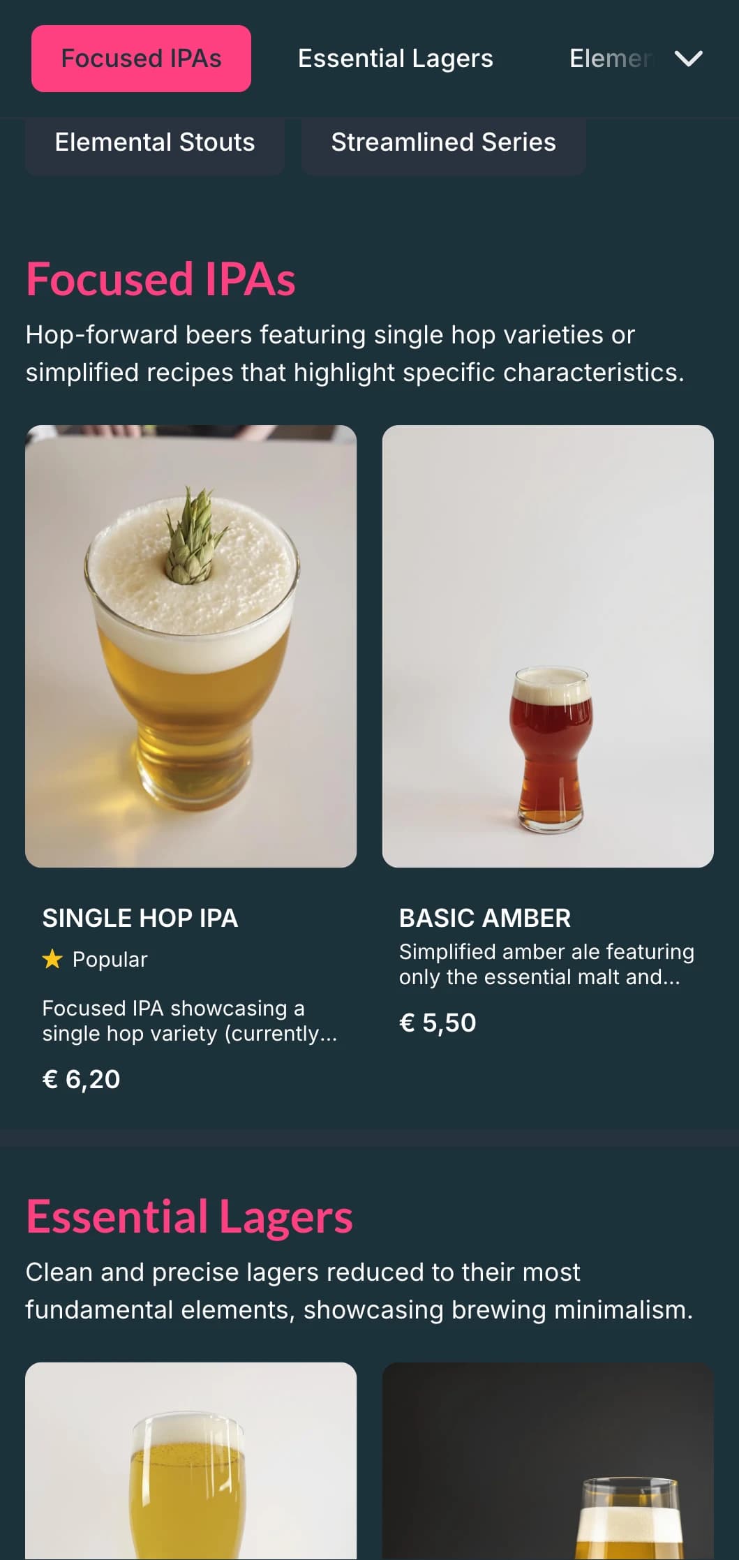 Clean and uncluttered design with ample white space and essential typography, ideal for modern microbreweries focusing on simplicity.