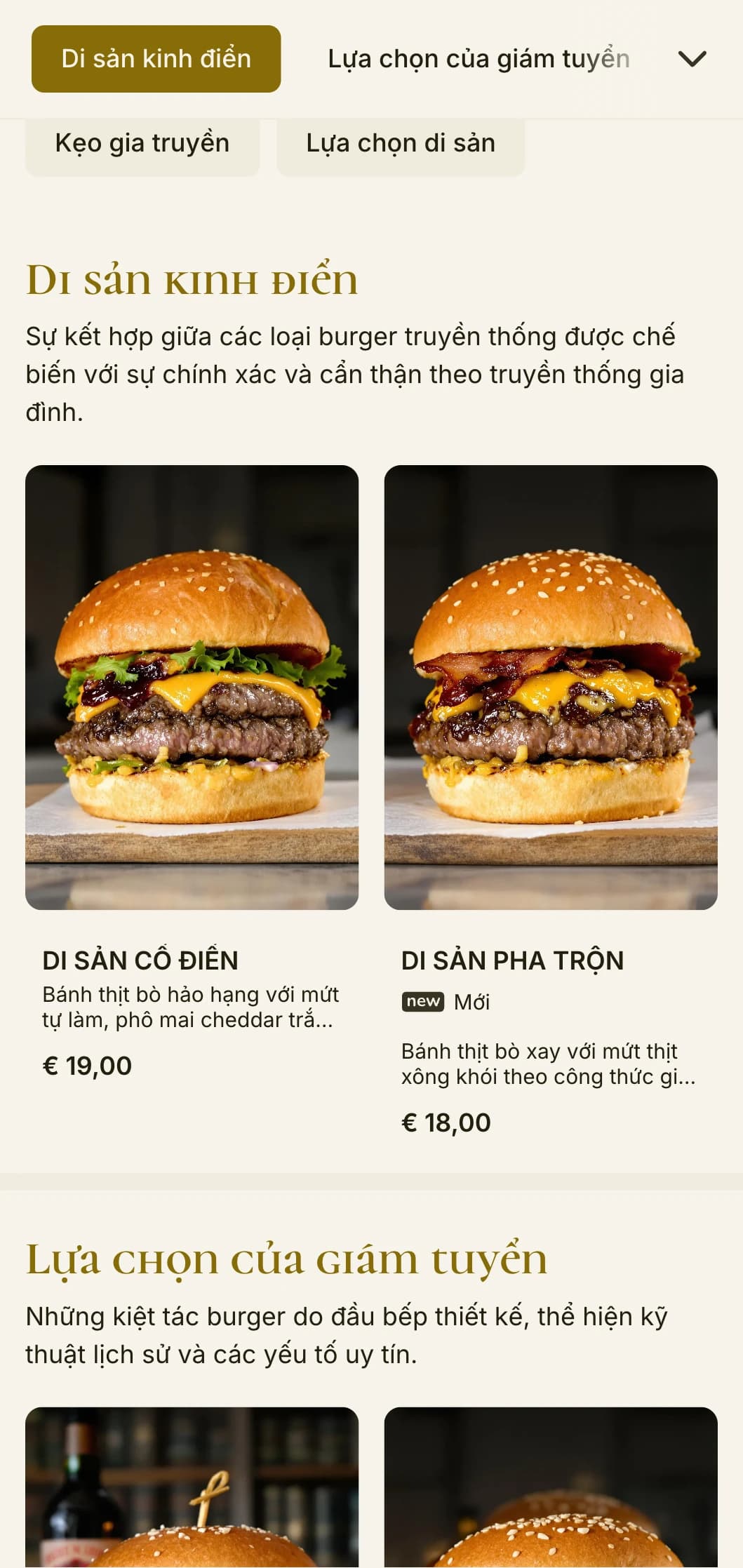 Trải nghiệm món burger lấy cảm hứng từ dinh thự với các yếu tố di sản và nét quý tộc.