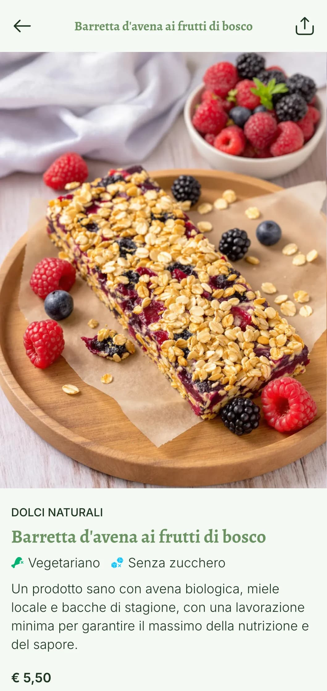 Un design di menu per panetteria fresco e ispirato alla natura, con toni verde foglia e tipografia organica, ideale per panetterie biologiche e negozi di prodotti salutistici.