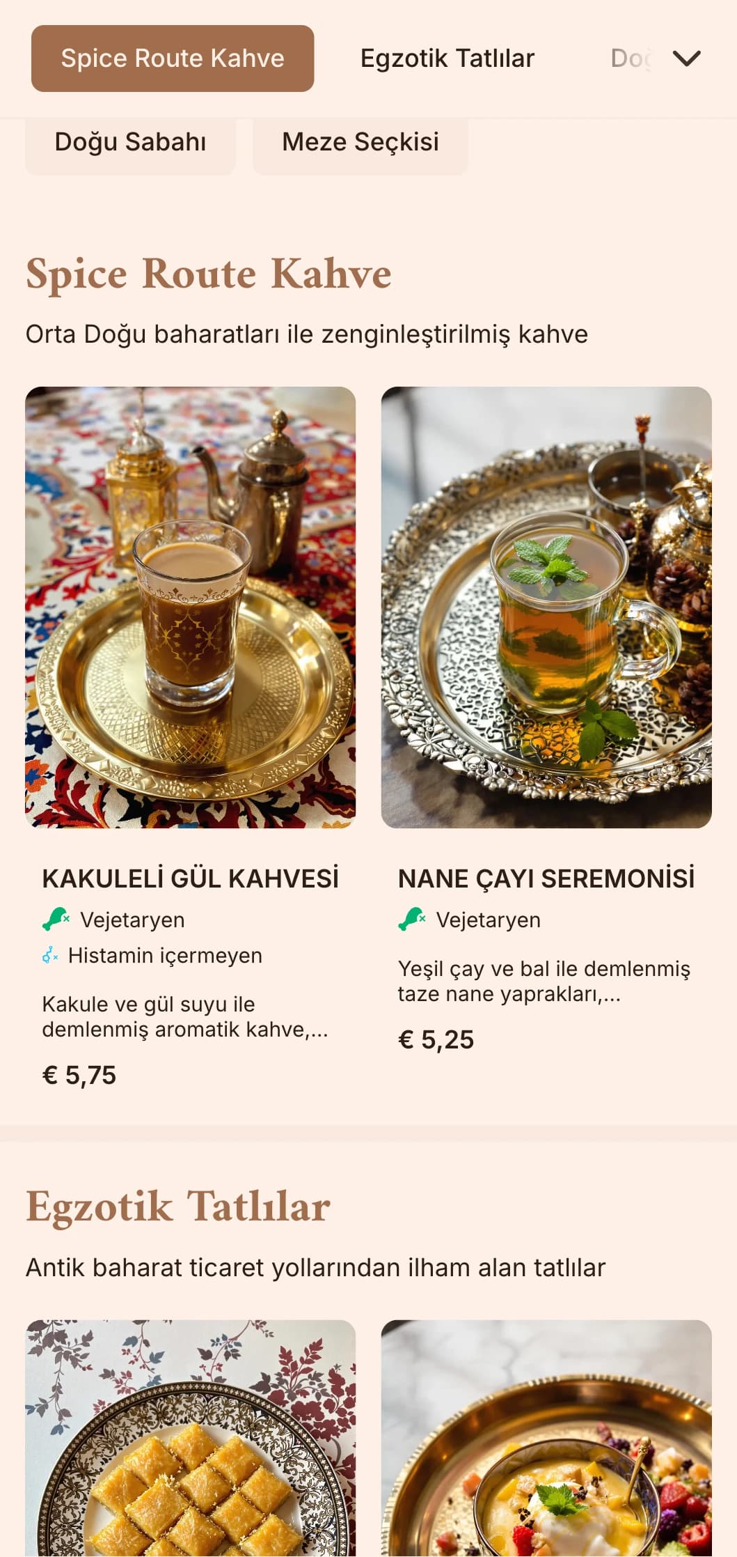 Özel kahve evleri ve etnik kafeler için Orta Doğu öğeleri içeren zengin kahverengi tasarım.