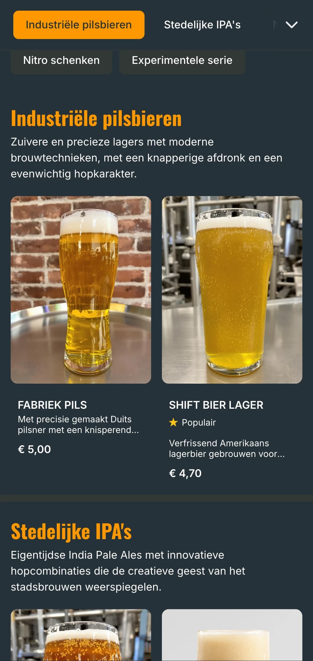 Op industrie geïnspireerd sjabloon met metalen accenten en stedelijke esthetiek, ideaal voor stadsbrouwerijen en moderne tapkamers.
