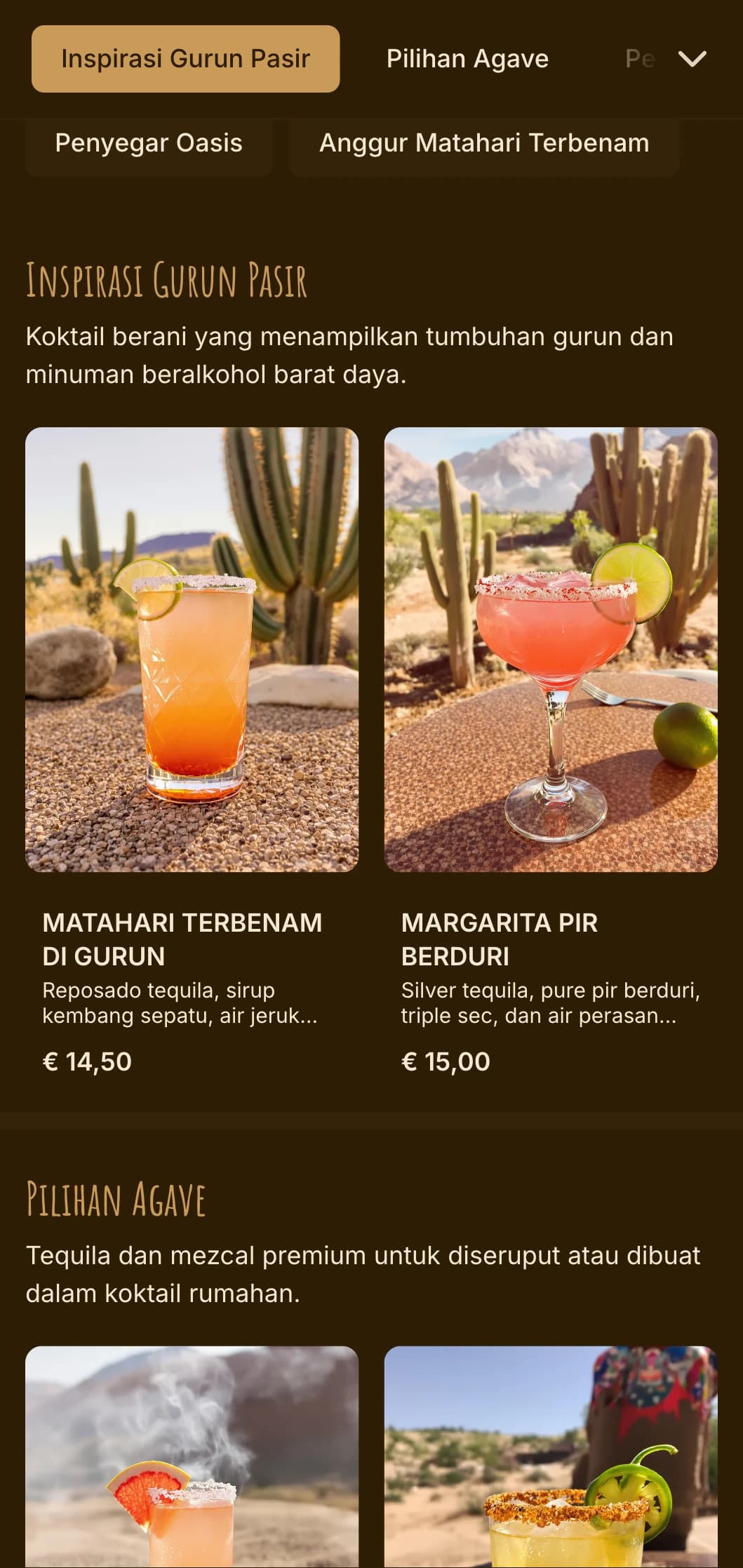 Warna oranye dan cokelat yang hangat terinspirasi dari lanskap gurun untuk lounge bohemian.