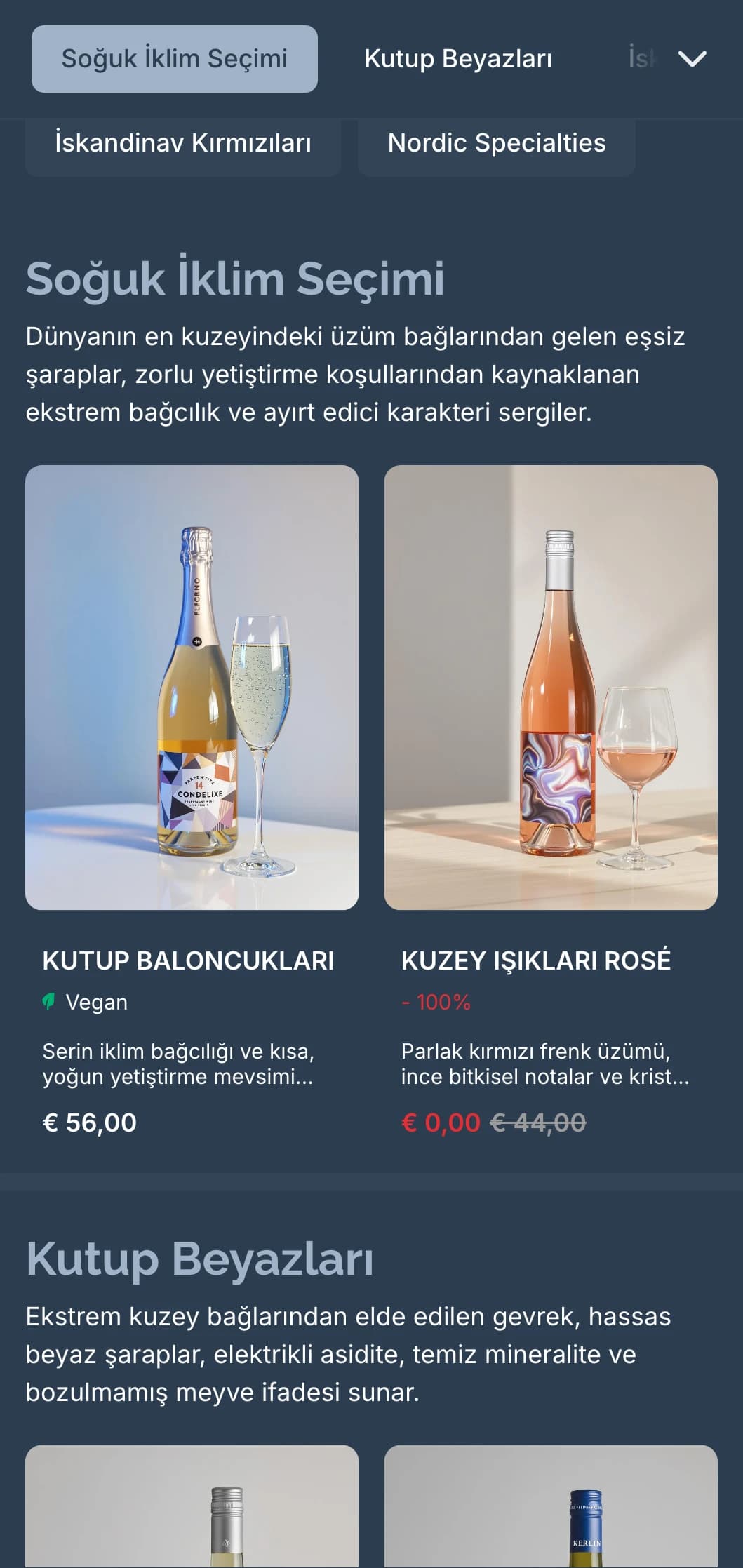 Soğuk mavi tonları ve minimalist tasarımı ile İskandinav esintili şarap listesi şablonu, çağdaş İskandinav restoranları ve uluslararası şarap barları için ideal.