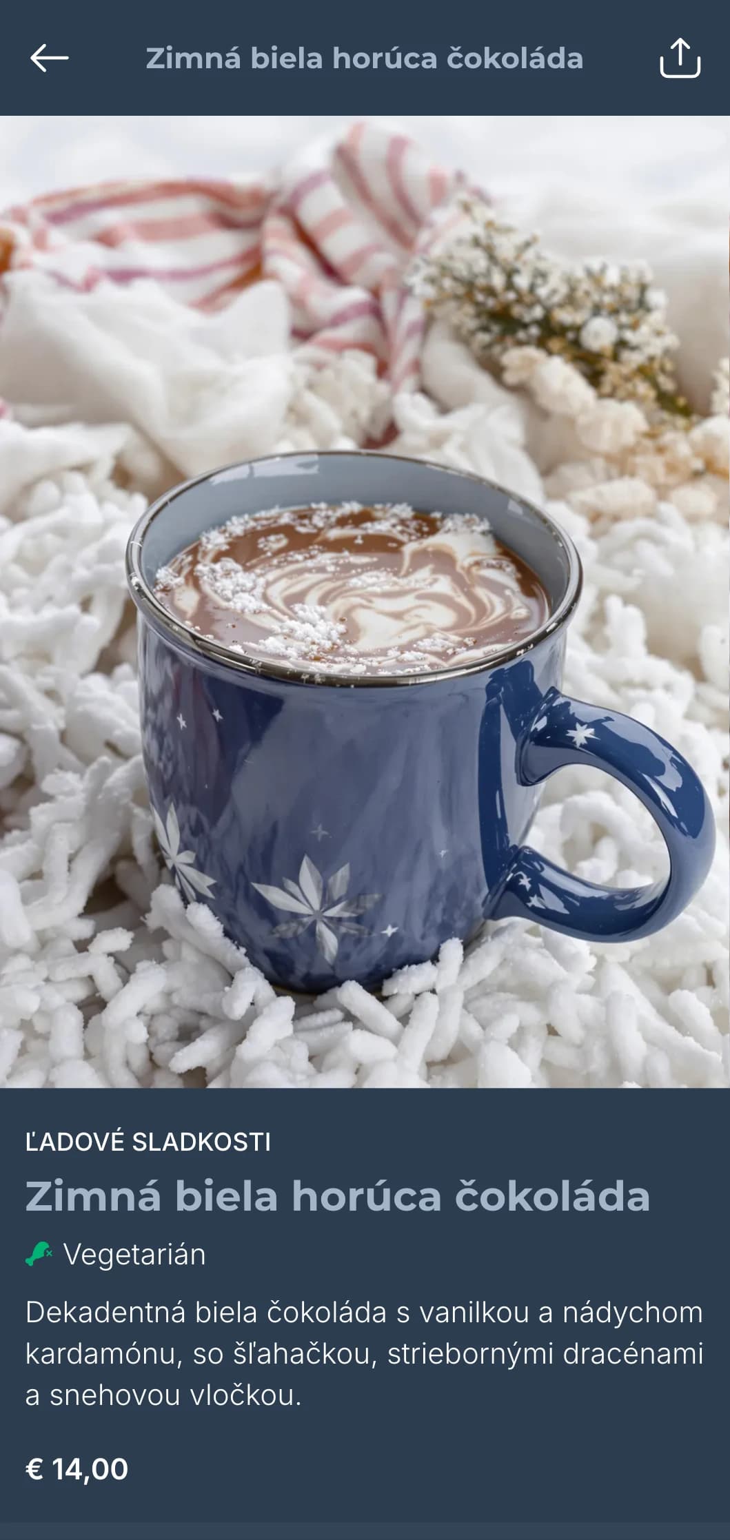 Chladná šablóna inšpirovaná zimnými brunchmi s ľadovo modrými tónmi, vhodná pre sezónne menu a útulné zimné kaviarne.