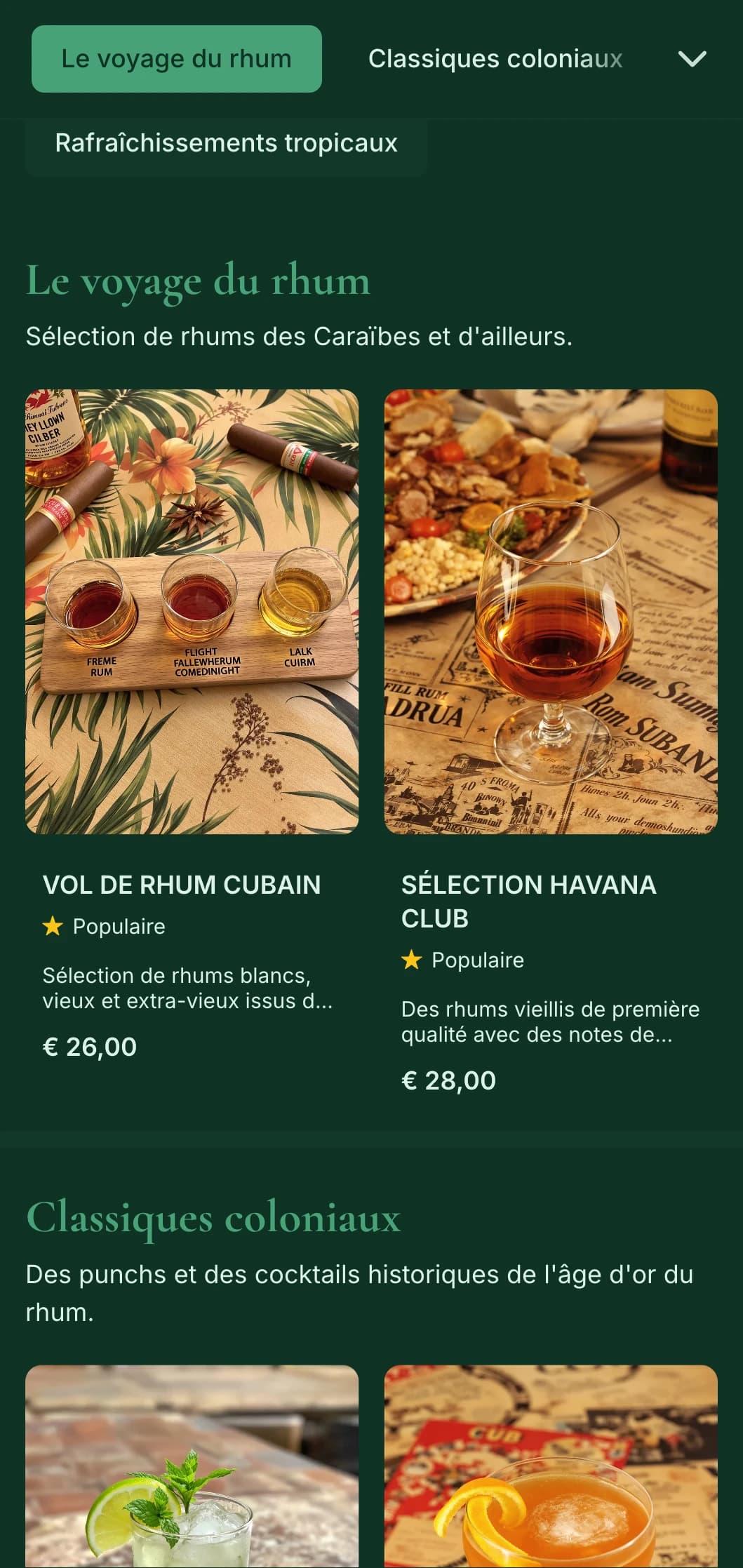 Un design vert riche avec des éléments historiques des Caraïbes pour les bars à rhum.