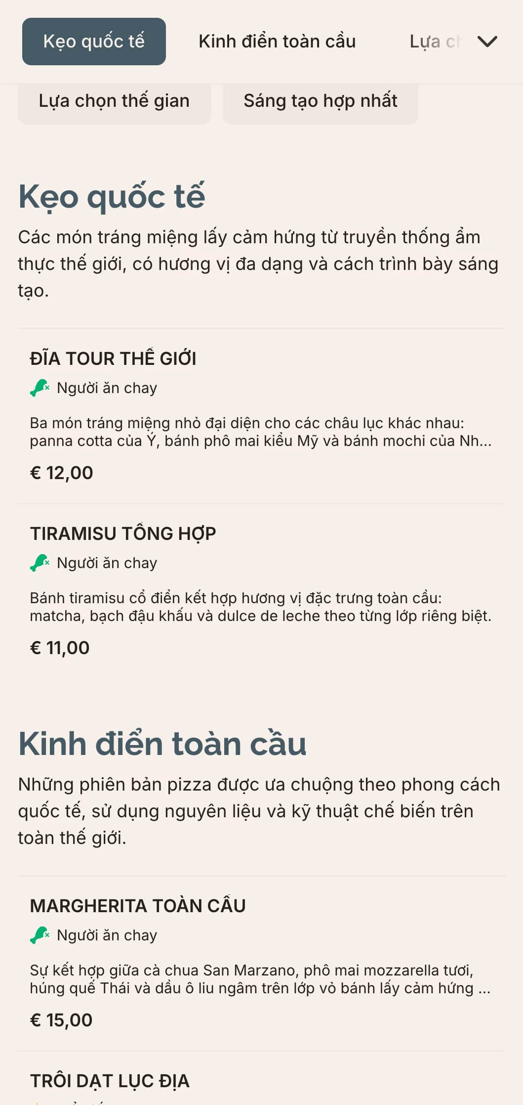 Thực đơn pizza kết hợp toàn cầu với thiết kế hiện đại mang đến sự kết hợp hương vị sáng tạo.