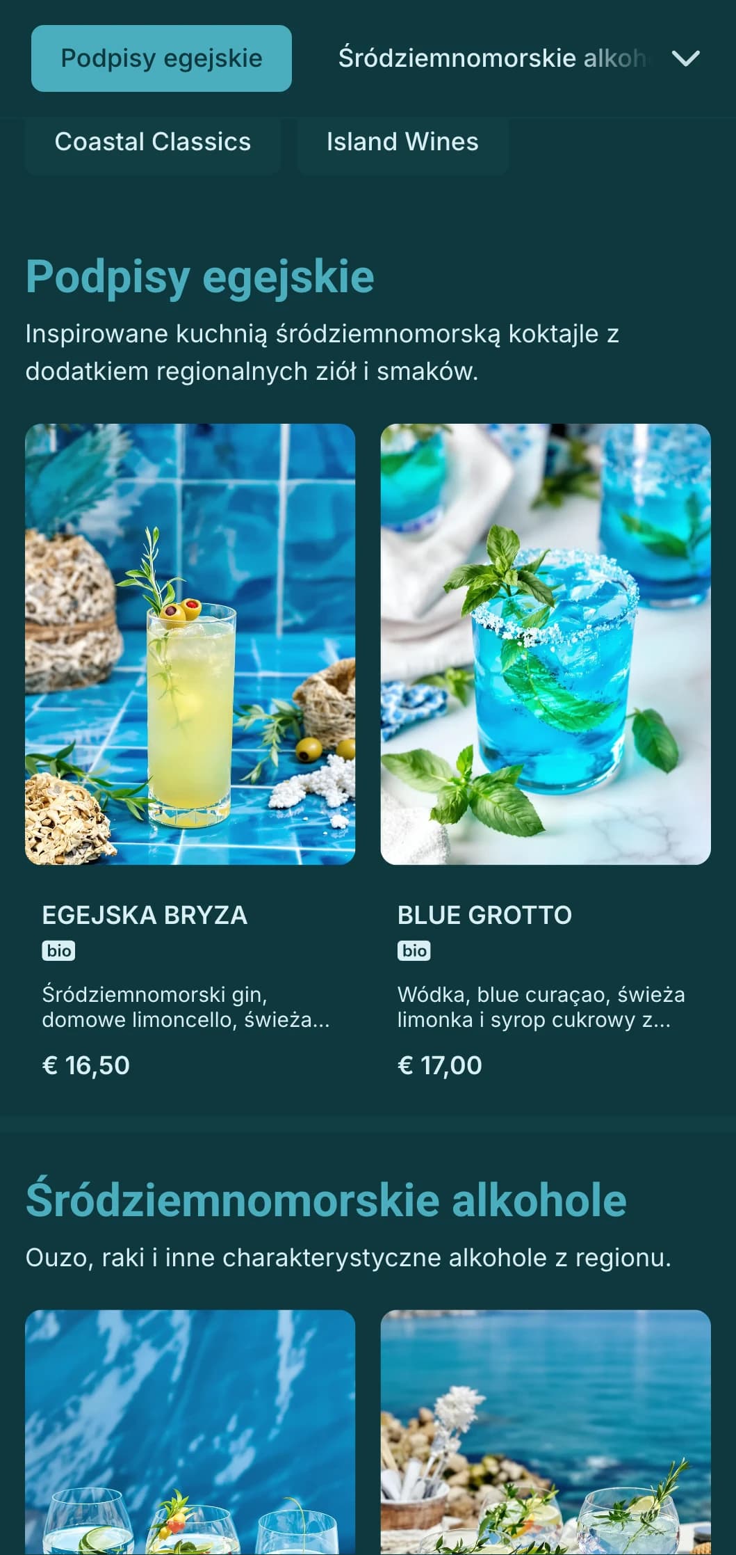 Orzeźwiający niebieski design ze śródziemnomorskimi wzorami dla barów przy plaży.