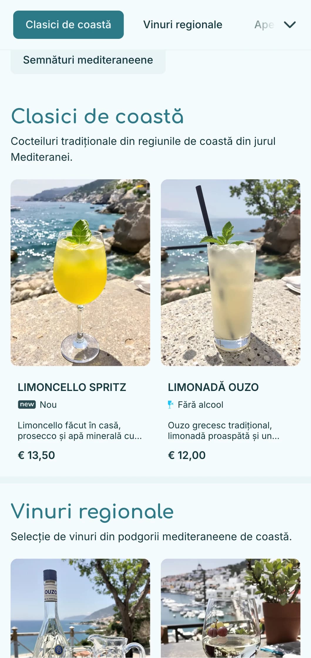 Paletă albastră răcoritoare inspirată de apele mediteraneene pentru locațiile de pe malul mării.