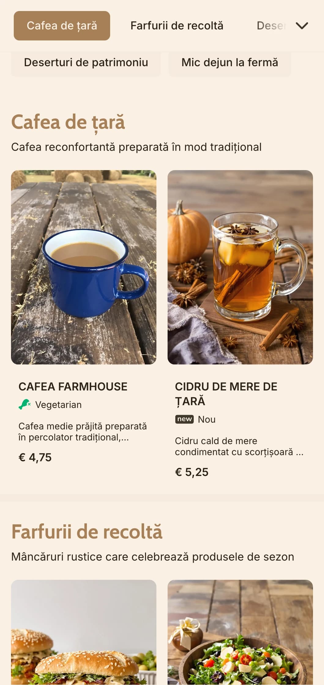 Design pământesc cu elemente rustice din lemn pentru micul dejun la țară și cafenele agricole.