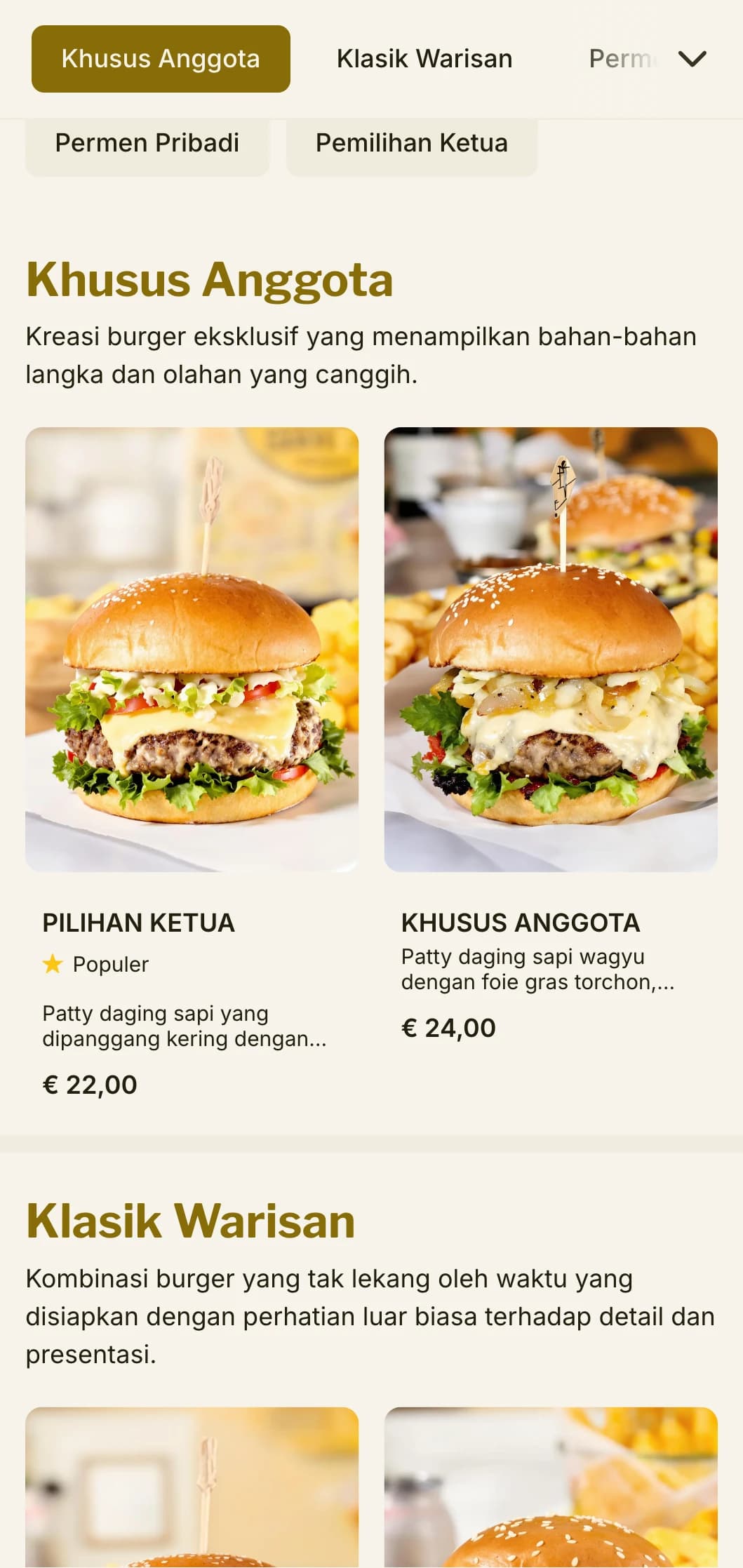 Pengalaman burger premium yang terinspirasi dari klub pribadi dengan suasana eksklusif dan layanan terbaik.