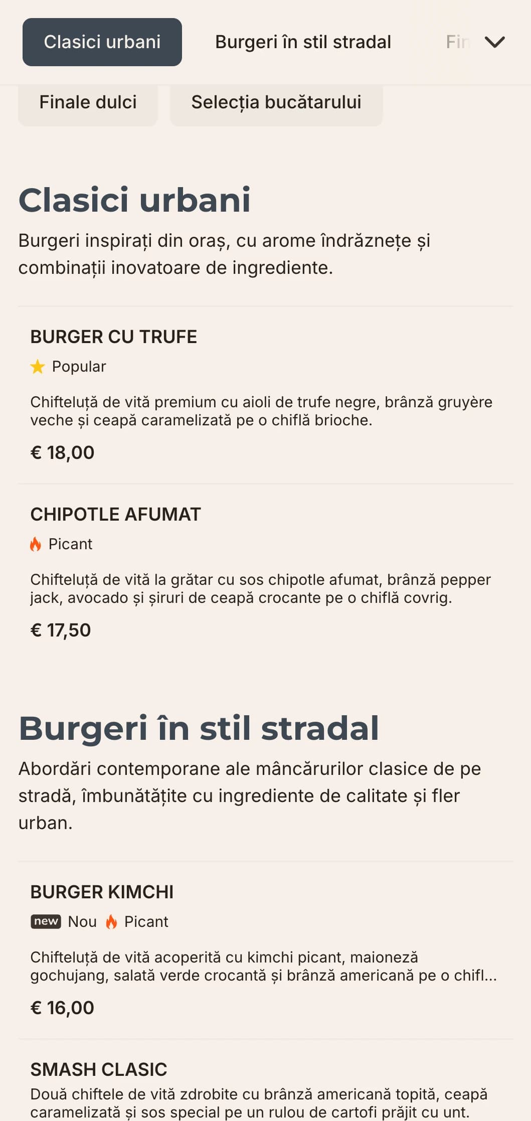 Design elegant și contemporan pentru burger bar, cu tipografie minimalistă și elemente de inspirație industrială pentru pasionații de mâncare urbană.