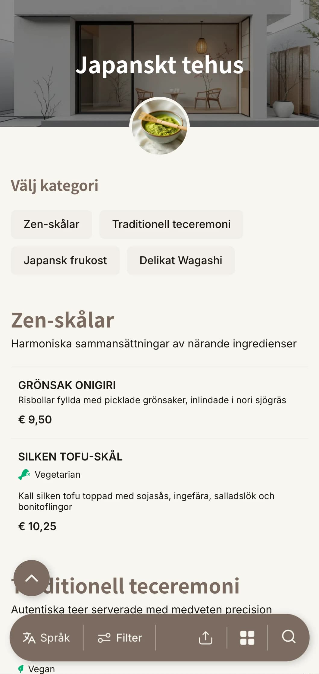 Minimalistisk design inspirerad av japansk estetik för tehus och zencaféer.