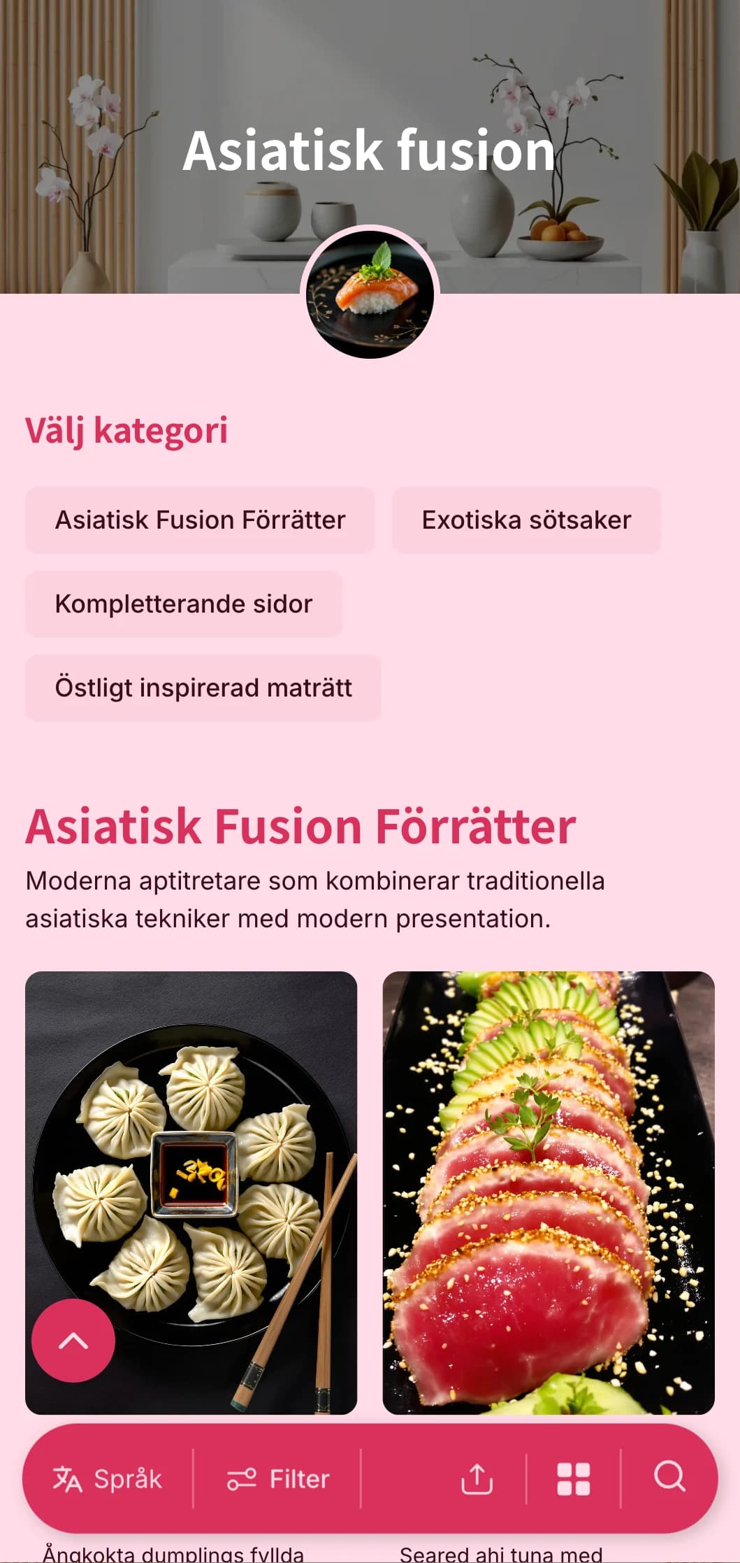 Samtida asiatiskinspirerad catering som kombinerar traditionella tekniker med modern presentation för trendiga evenemang och internationella sammankomster.